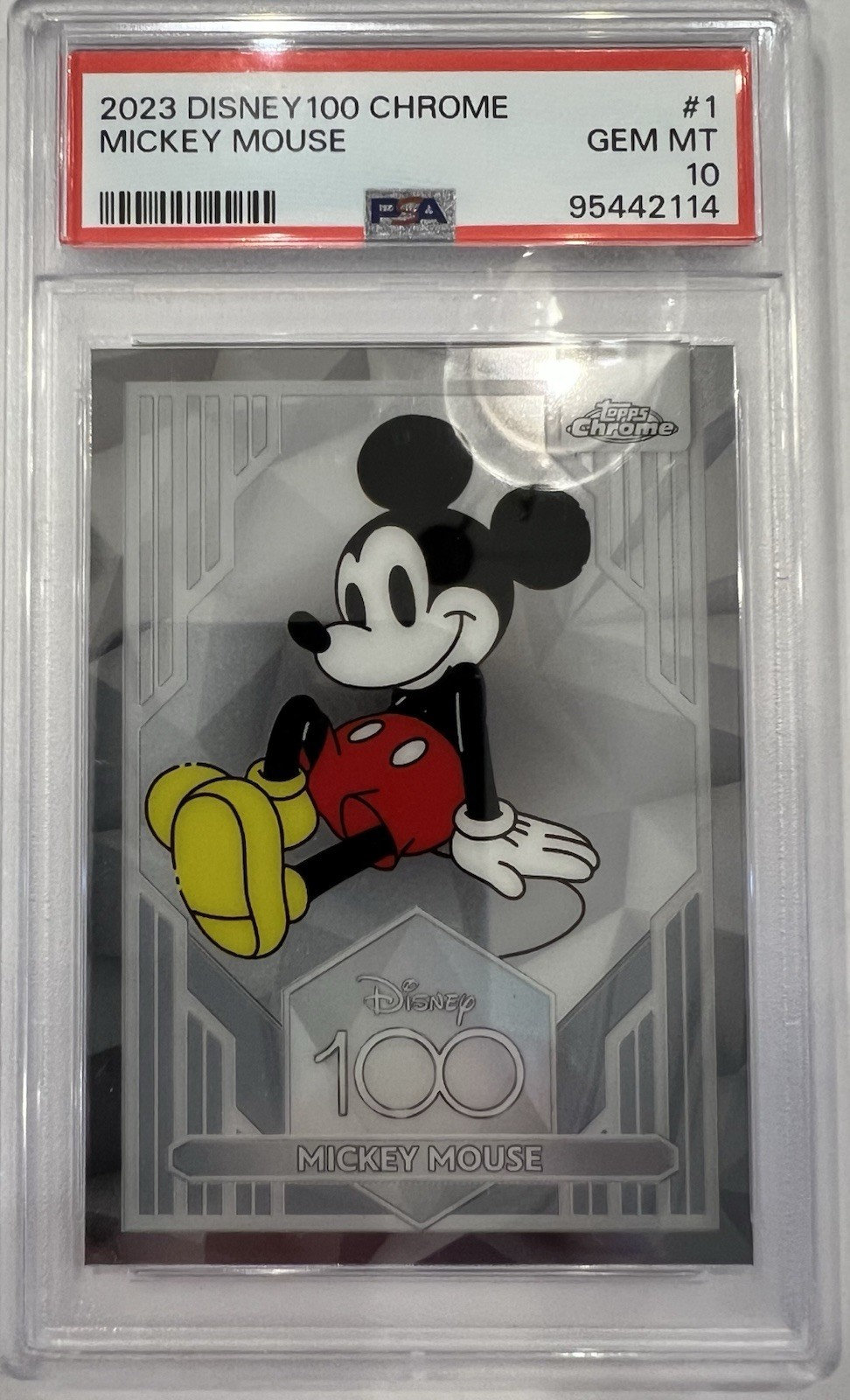 Topps 2023 Disney 100 Chrome Mickey Mouse #1 PSA 10 Graded Trading Card Topps 2023 Disney 100 Chrome Mickey Mouse #1 PSA 10 Graded Trading Card