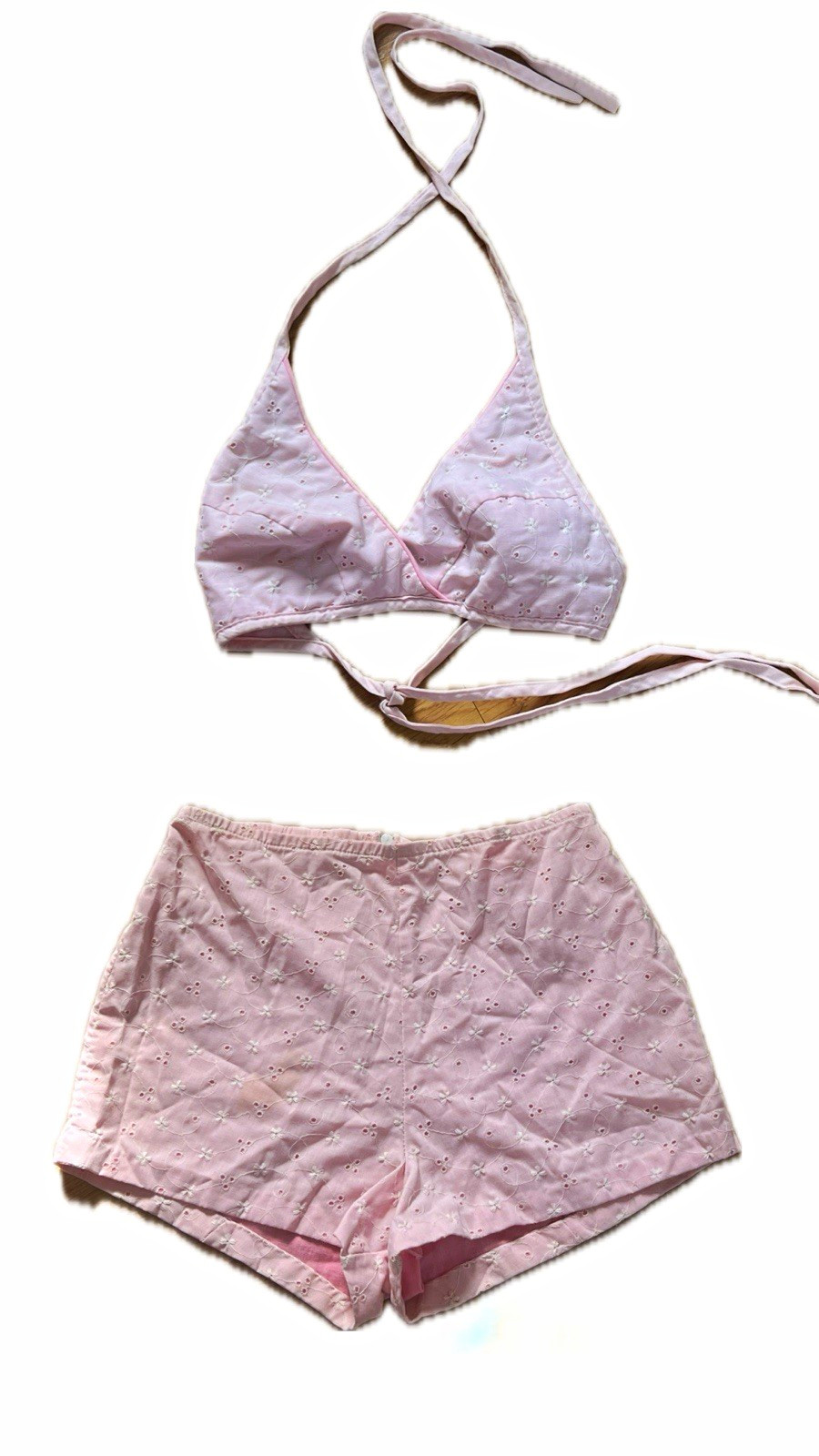 Vintage Women’s Pink Solid 2-Piece Bikini Set Halter Top Boyshort Bottom S Vintage Women’s Pink Solid 2-Piece Bikini Set Halter Top Boyshort Bottom S