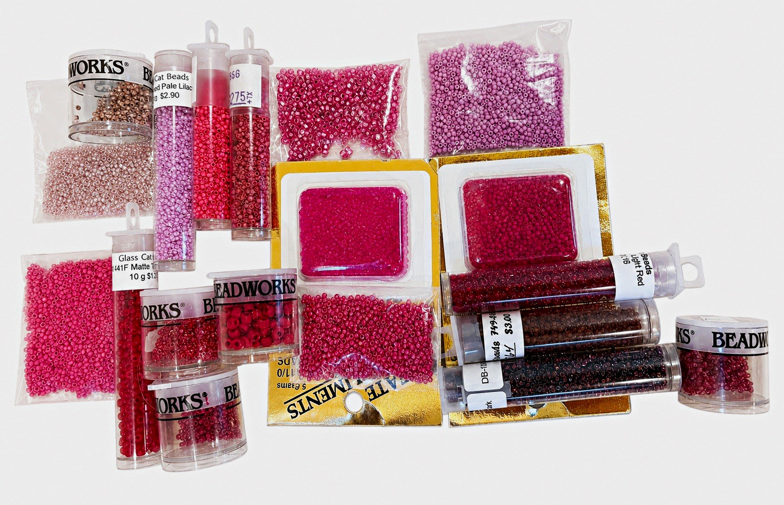 Miyuki Delica & TOHO Japanese Seed Bead Destash Lot – red and pink. Diff sizes Miyuki Delica & TOHO Japanese Seed Bead Destash Lot – red and pink. Diff sizes