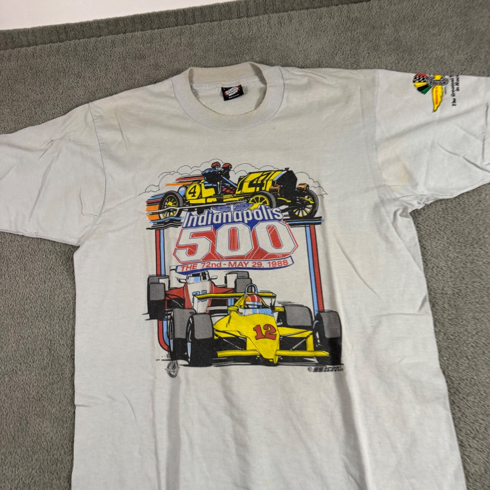 Vintage 1988 Indianapolis 500 T-Shirt Screen Stars Best 72nd Indy 500 Gray L