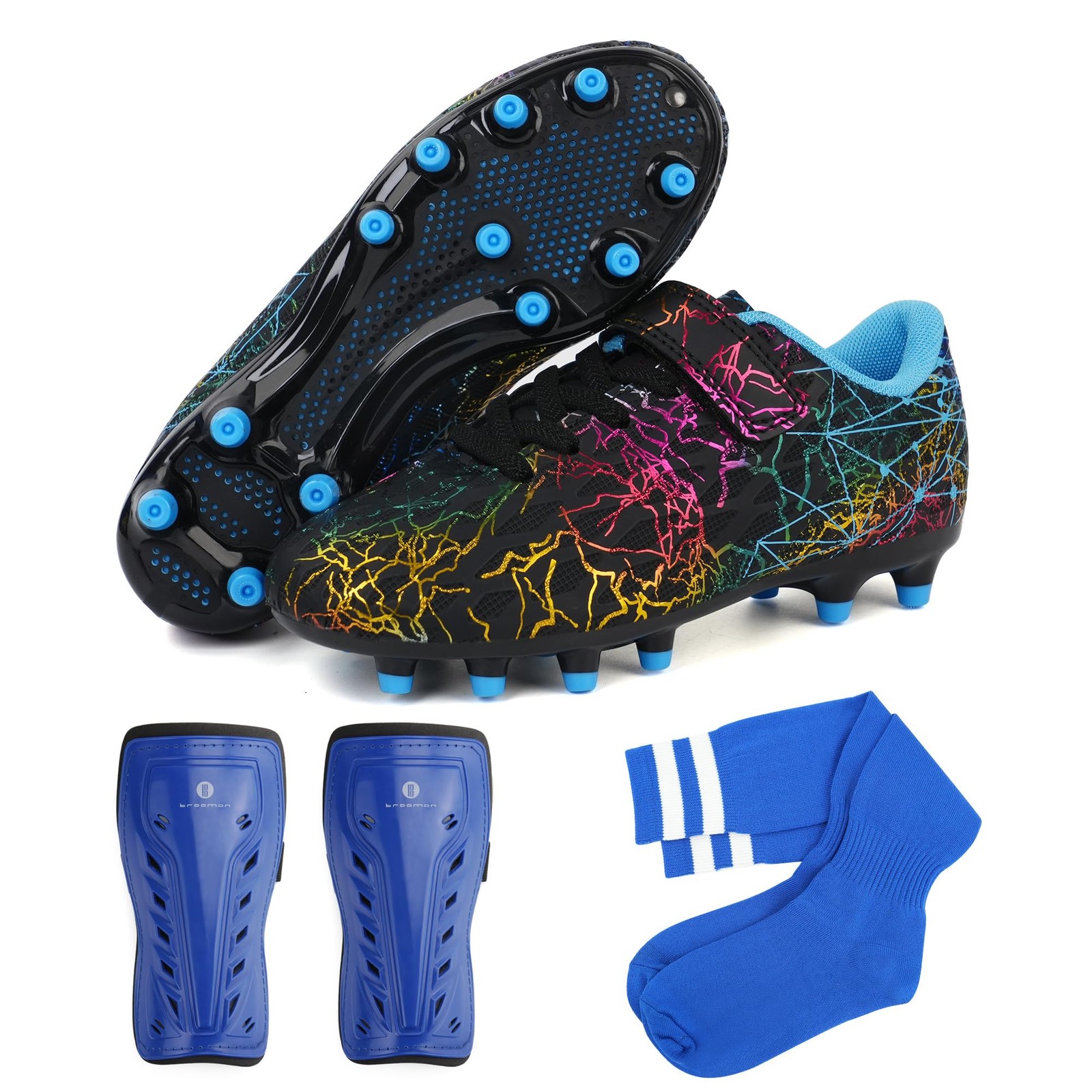 Brooman Kids Firm Ground Soccer Cleats Girls Football Cleats Shin Guards And Brooman Kids Firm Ground Soccer Cleats Girls Football Cleats Shin Guards And