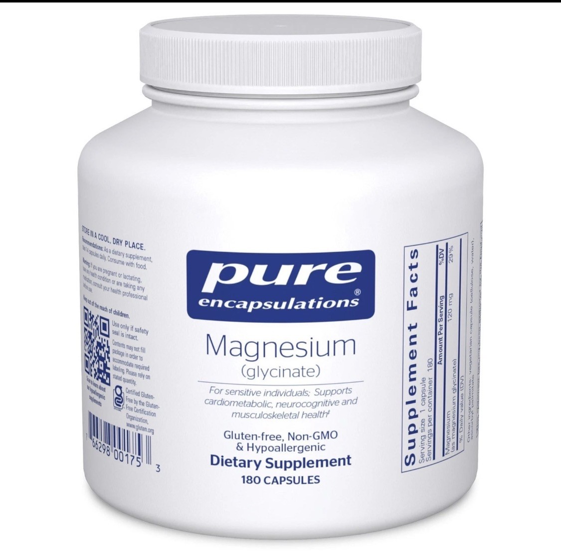Pure Encapsulations Magnesium Glycinate for Heart Support, 180 Count exp-07/2028