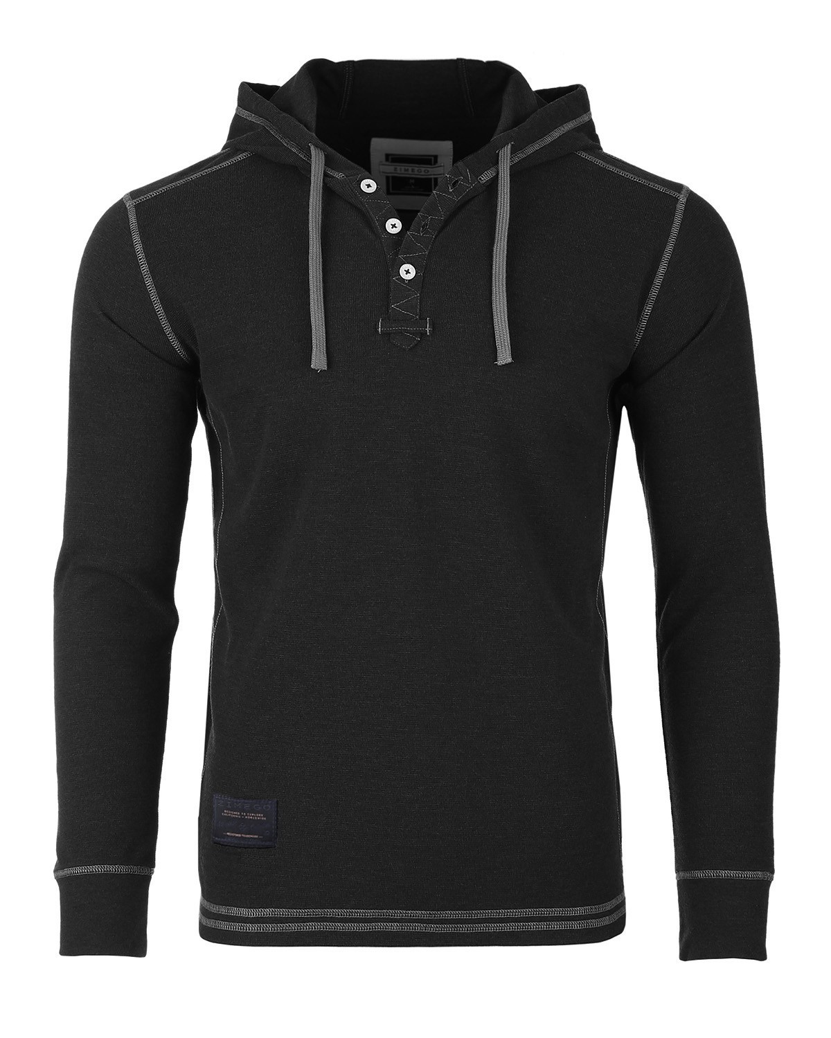 ZIMEGO Mens Waffle Pullover Hoodie - Long Sleeve Thermal Sweatshirt for Men