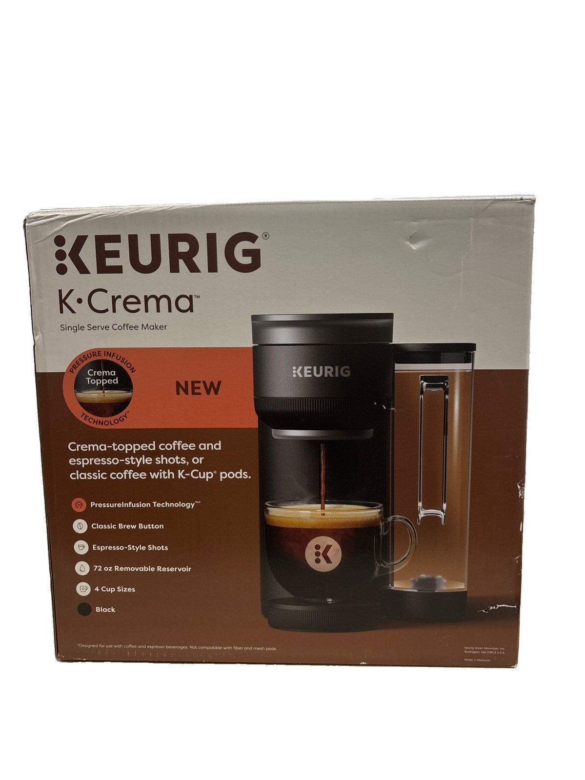 Keurig K-Crema K91 Single Serve K-Cup Pod Espresso Maker 72oz Brewer — SALE NEW Keurig K-Crema K91 Single Serve K-Cup Pod Espresso Maker 72oz Brewer — SALE NEW
