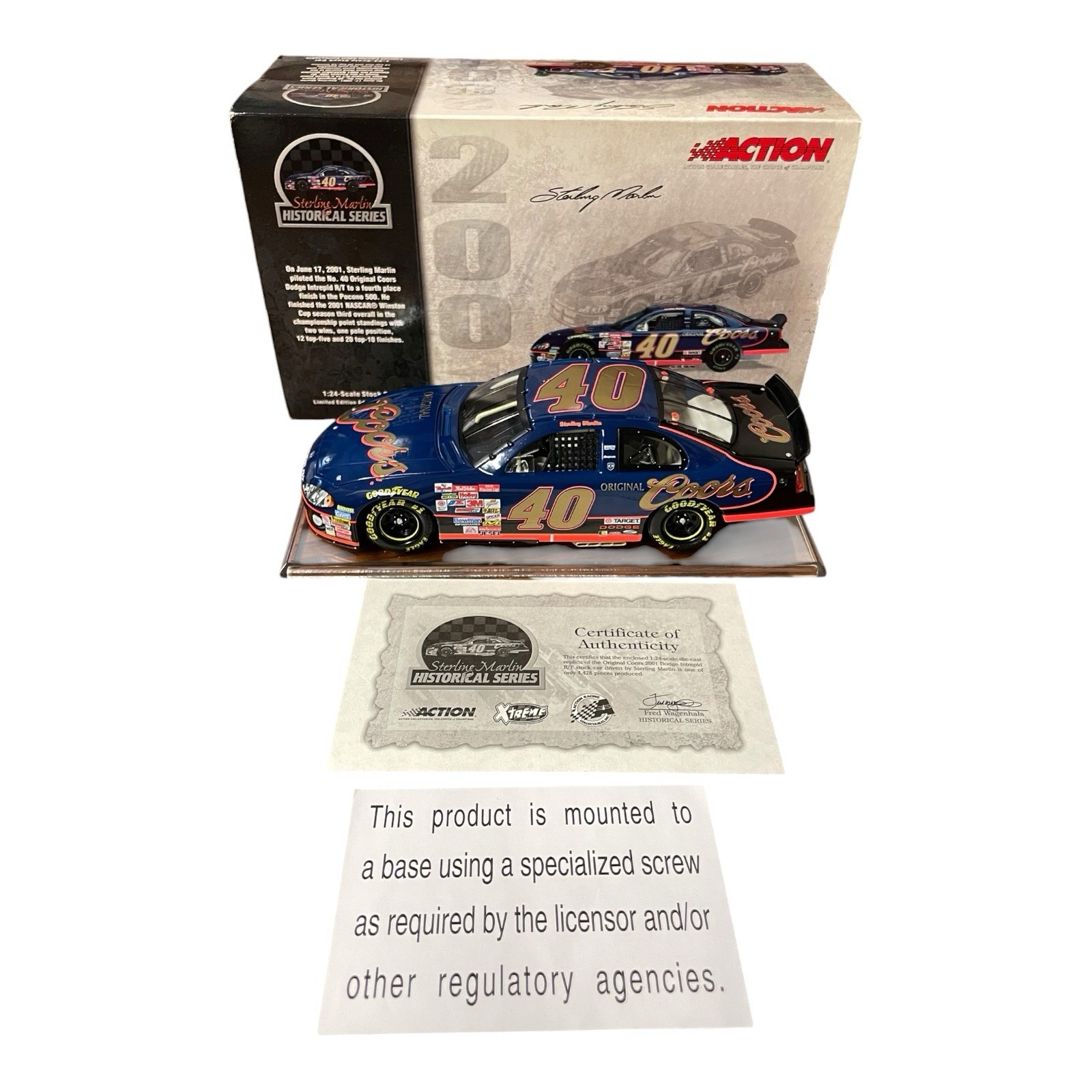 Sterling Marlin 2001 Coors Dodge #40 Intrepid R/T 1:24 Historical Series Action Sterling Marlin 2001 Coors Dodge #40 Intrepid R/T 1:24 Historical Series Action