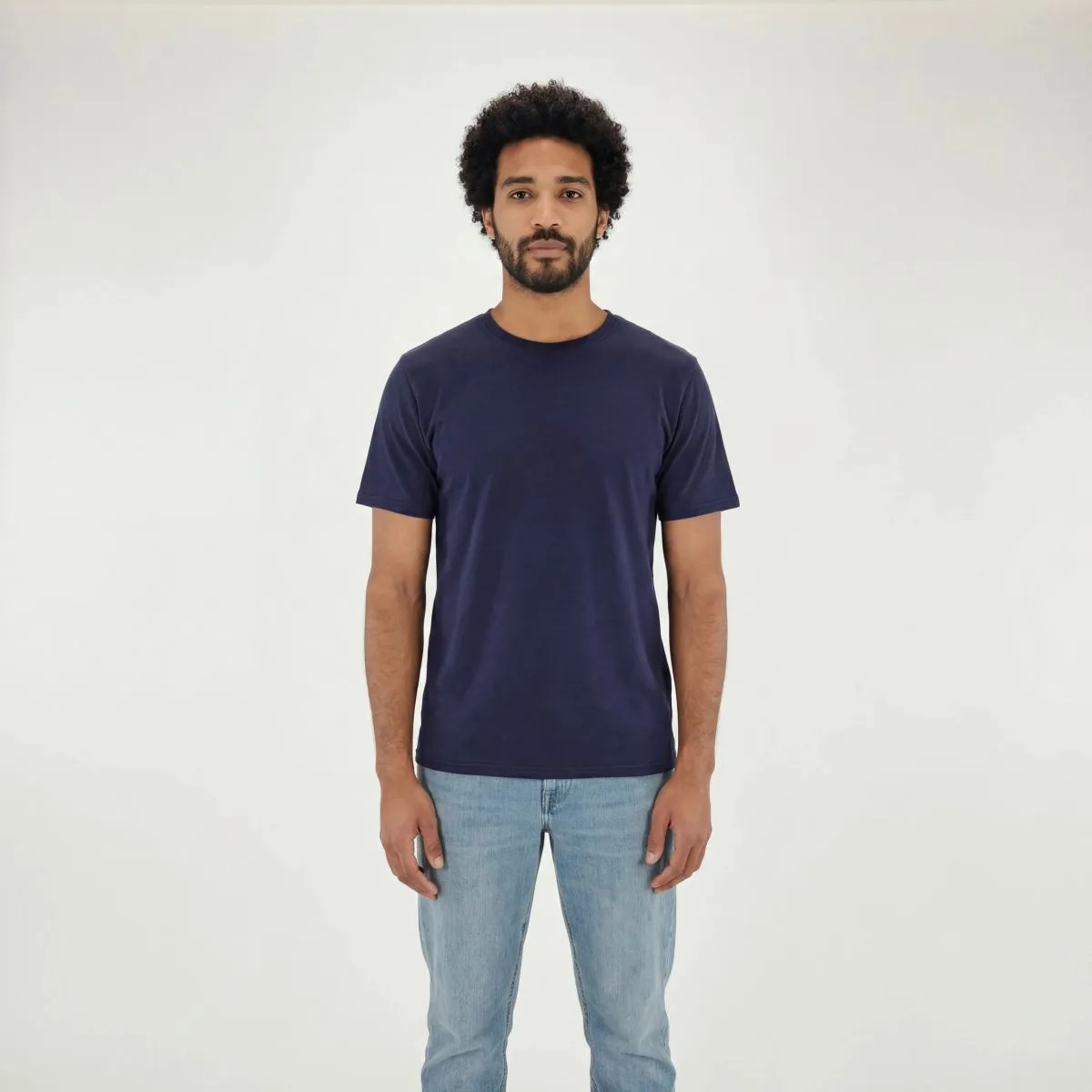 NWT Men\'s Bamboo Organic Cotton T-Shirt Crew Neck Moisture Wicking Tee Navy