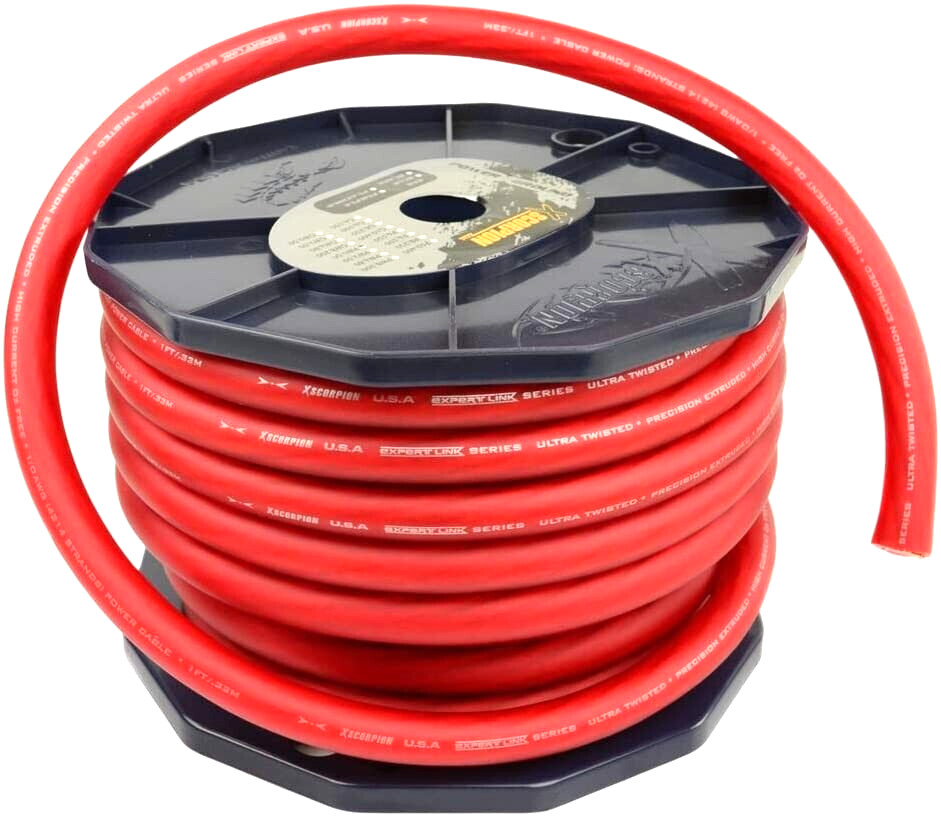20ft. 1/0 Gauge RED OFC Wire Strands Copper Marine Grade Cable High Quality