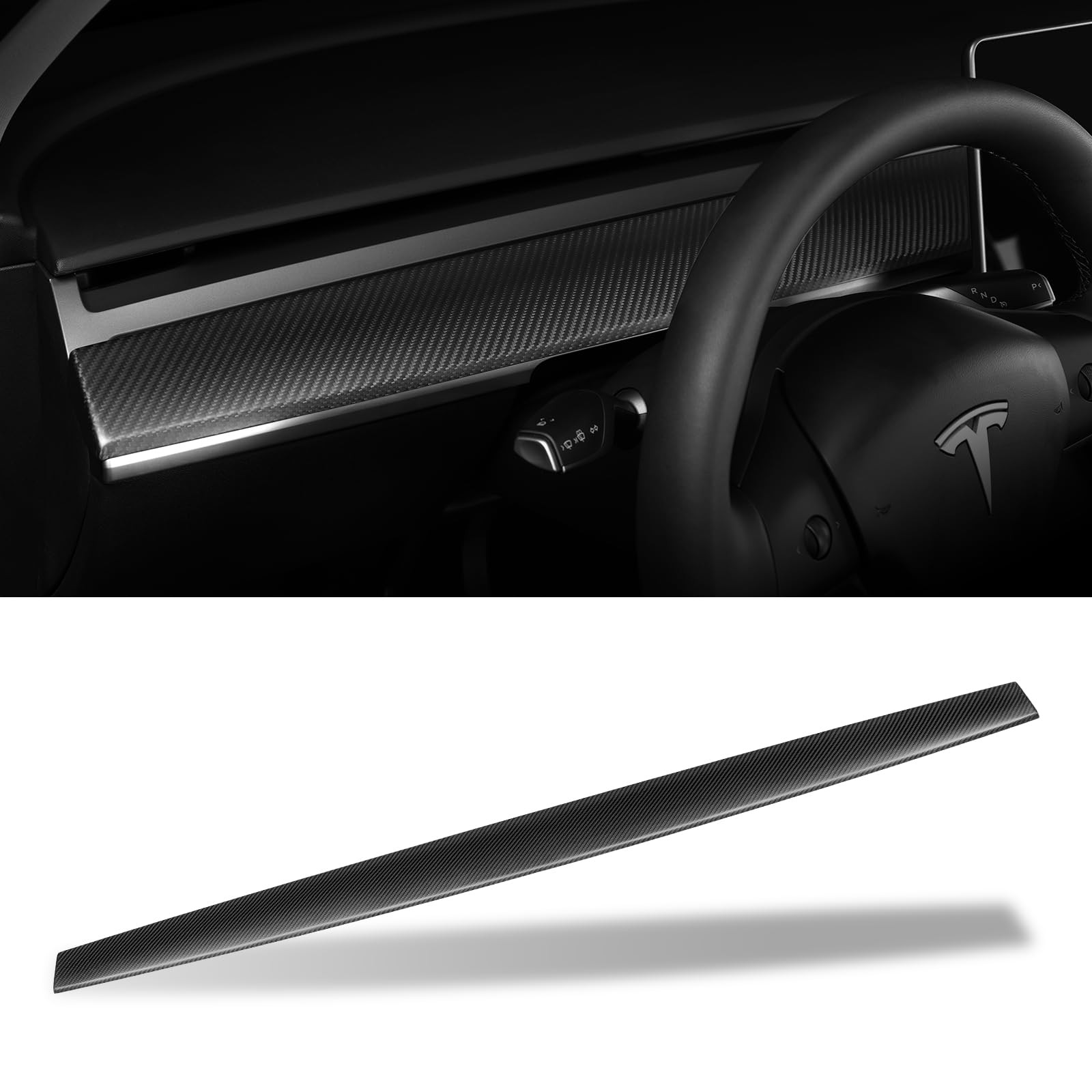 Dashboard Cover Trim Real Carbon Fiber for After 2023.5 Tesla Model 3&Y Dashb...