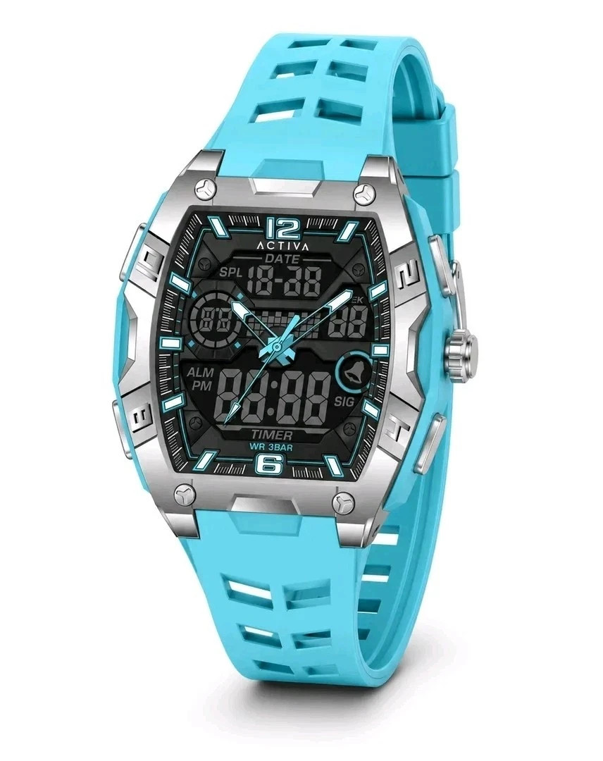 Activa X Invicta Digital Men's Watch - 50mm, Light Blue ACW8131-002 New