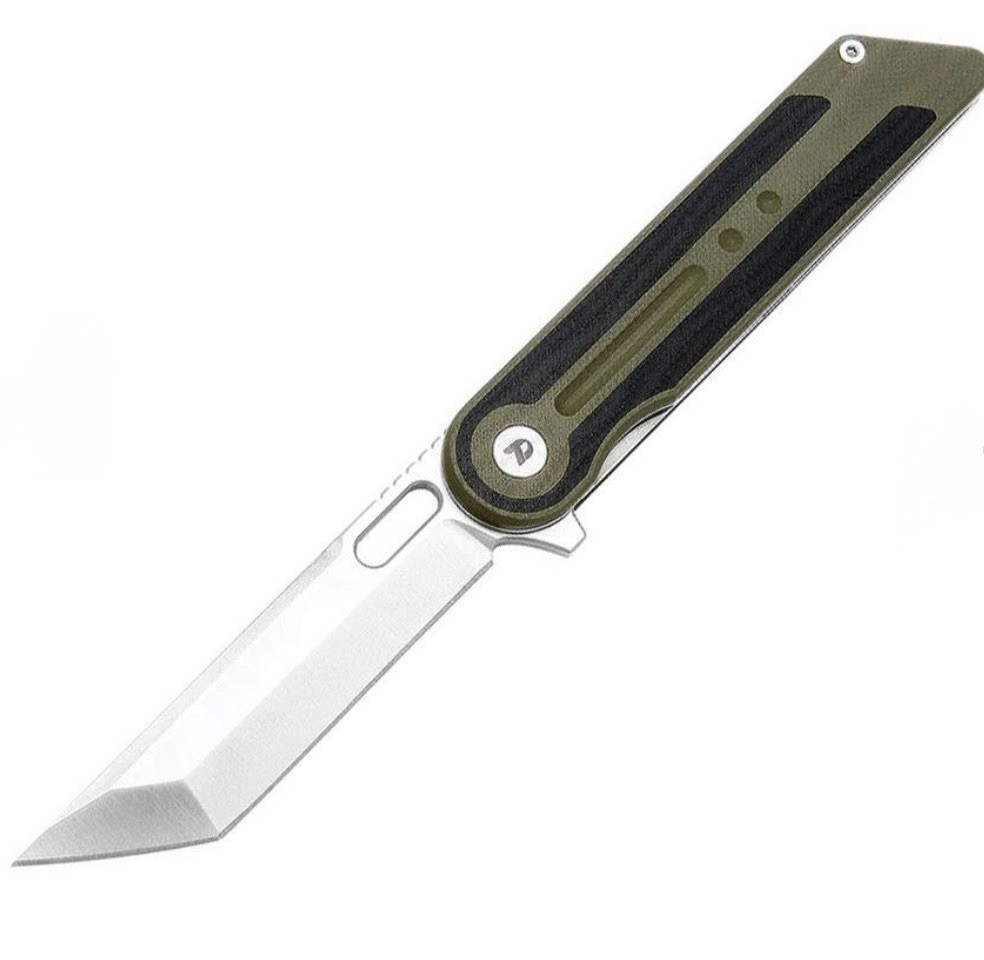 Dreamtech D3863GGR D2 Tanto OD Green & Black G10 Handle Linerlock Folding Knife