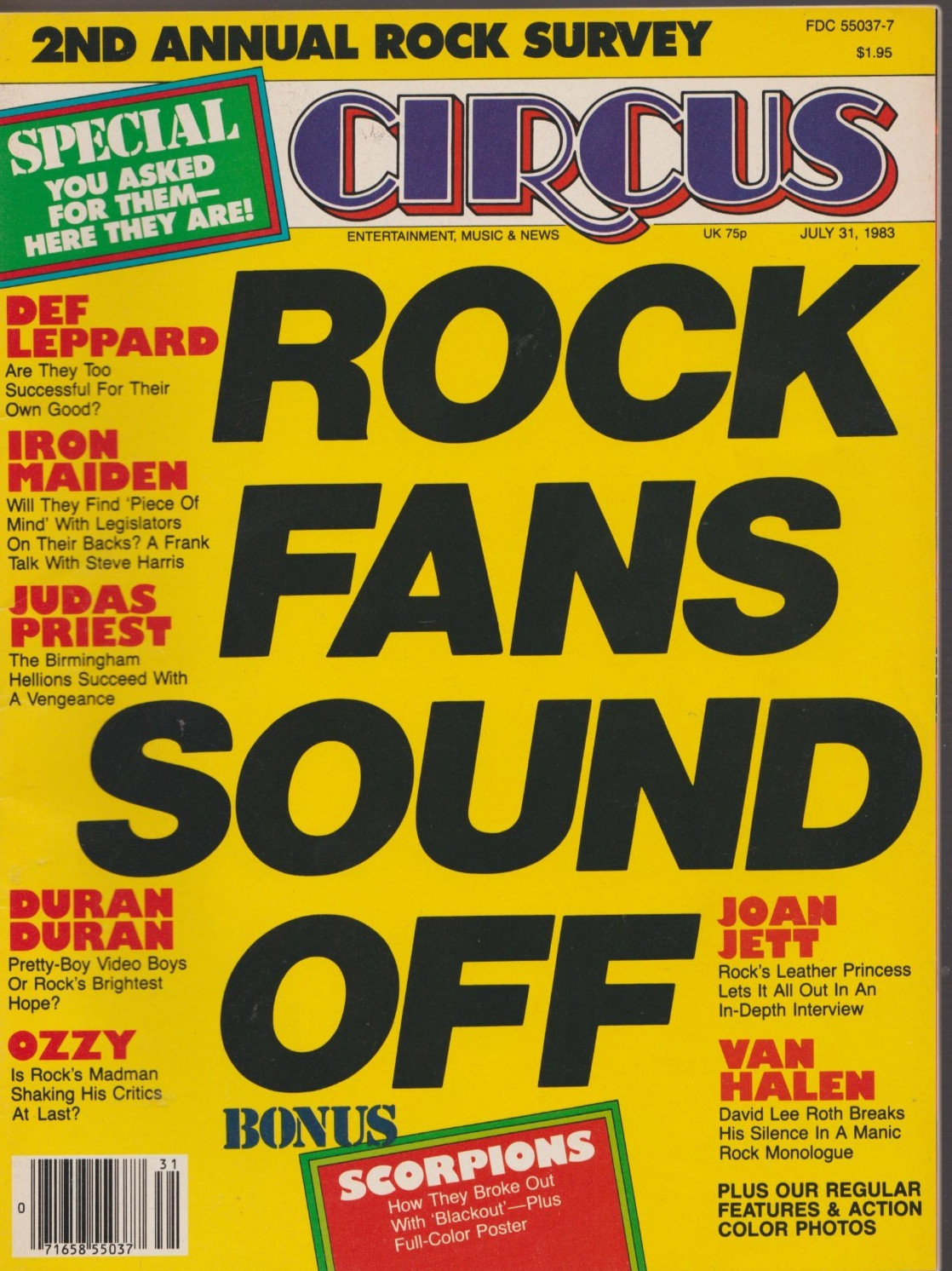 CIRCUS Magazine July 31st 1983 - COMPLETE Scorpions Ozzy Osbourne Posters CIRCUS Magazine July 31st 1983 - COMPLETE Scorpions Ozzy Osbourne Posters