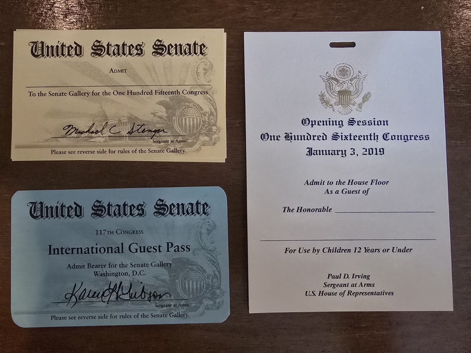 US Senate, 115th, 116th, 117th Congress Passes Lot US Senate, 115th, 116th, 117th Congress Passes Lot