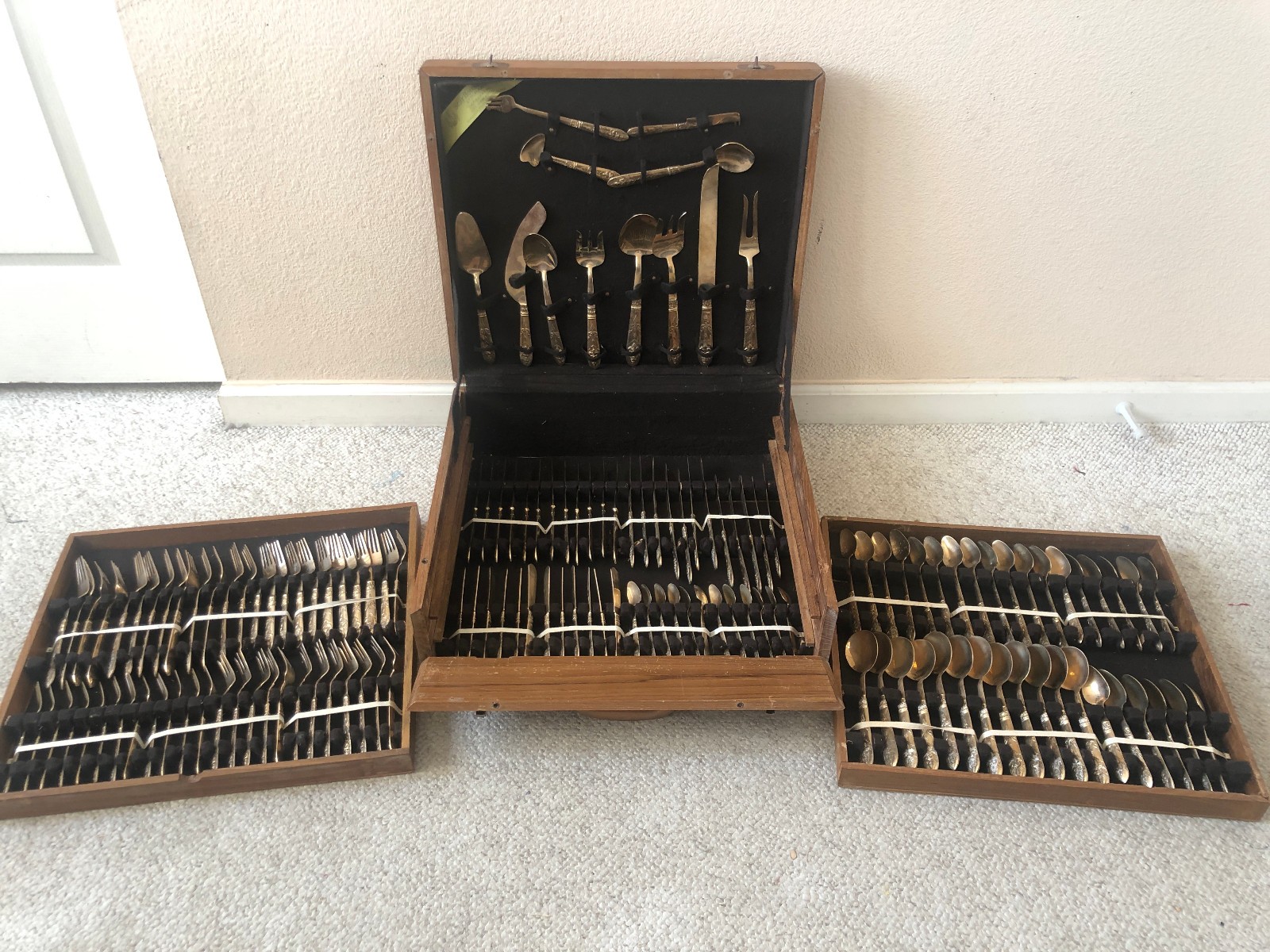 143 Pcs Rare Vintage Thailand Siam Formal Bronze Flatware Silverware Serving Set