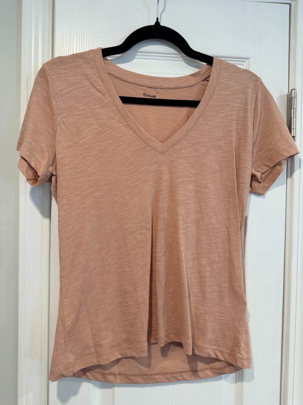 NWOT Madewell Size S Pink Clay V Neck Short Sleeve Slub Cotton Tee Shirt