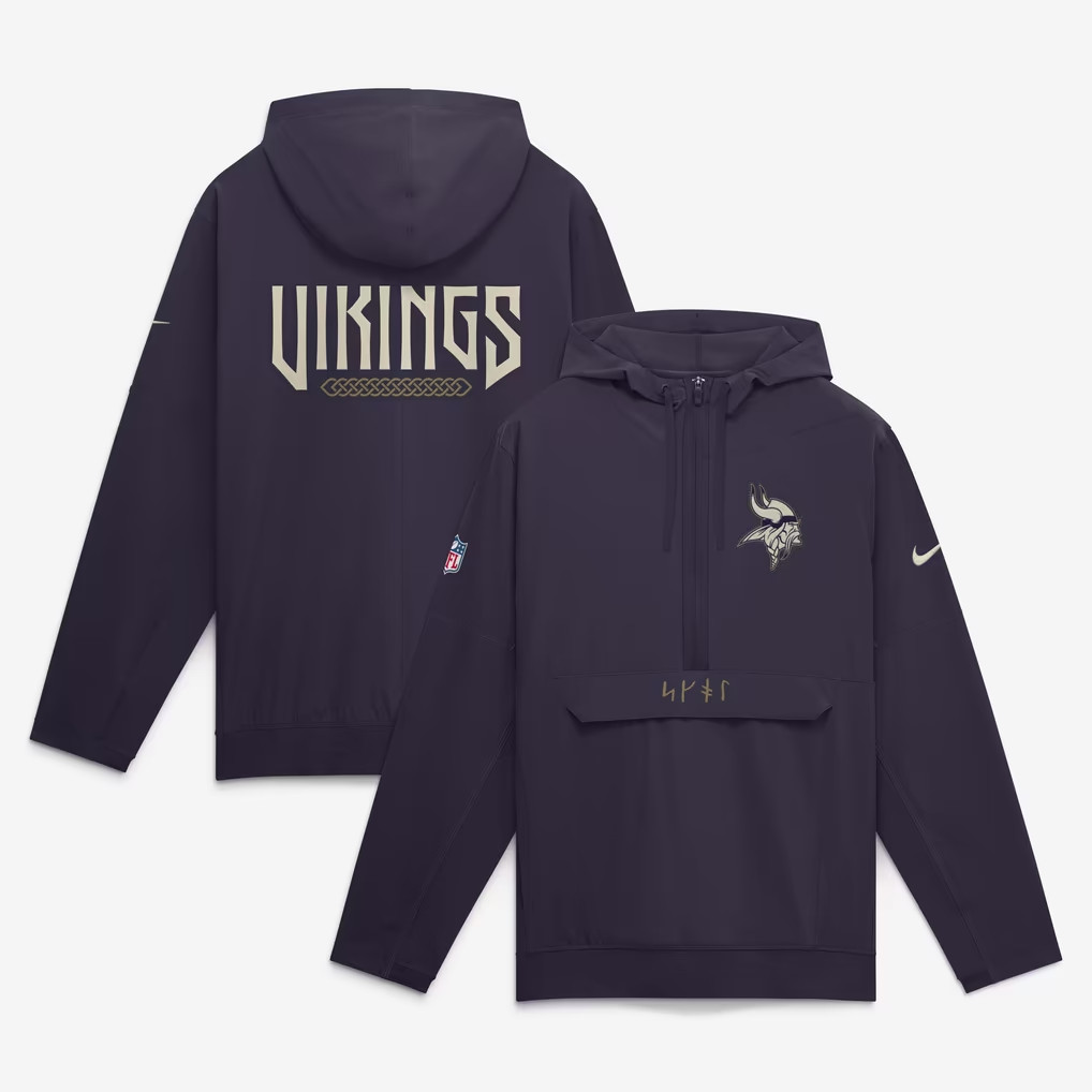 Nike Authentic Minnesota Vikings Rivalries Jacket Sideline Anorak Zip Hoodie