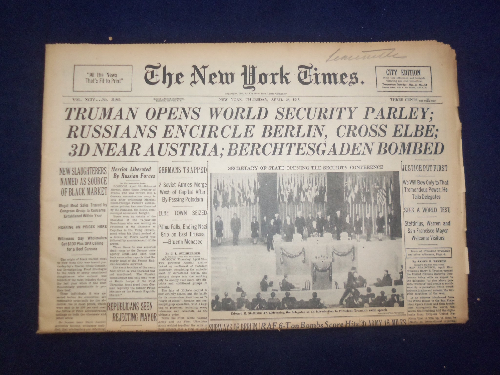 1945 APRIL 26 NEW YORK TIMES - TRUMAN OPENS WORLD SECURITY PARLEY - NP 6703