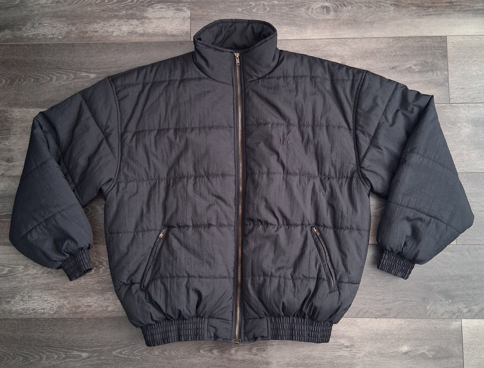 Vintage Lee Sanforized Puffer Jacket Union Made Black Size Medium USA Made Vintage Lee Sanforized Puffer Jacket Union Made Black Size Medium USA Made