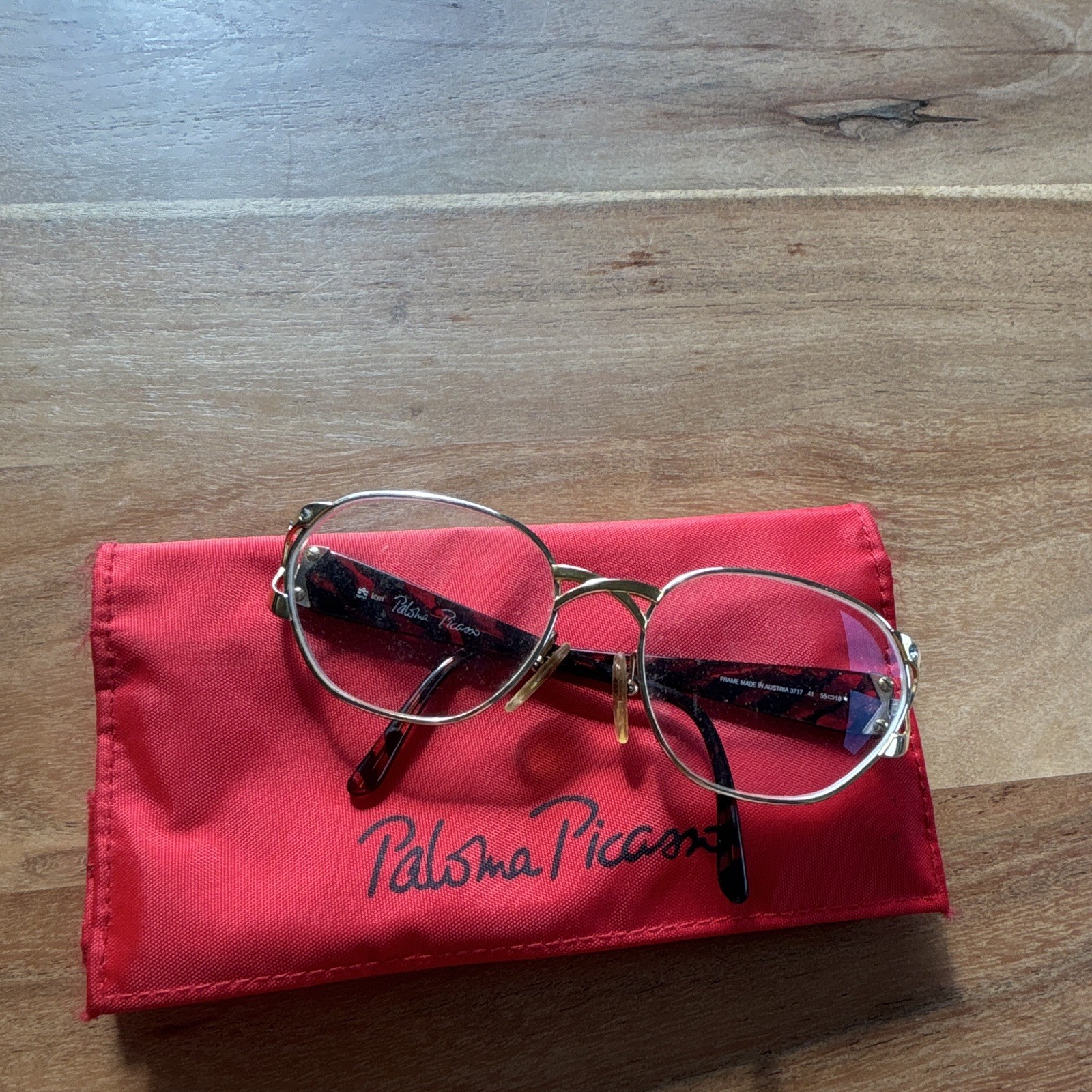 Paloma Picasso 3717 41 Vintage Eyeglasses Gold Red Glasses Diopters Austria Case