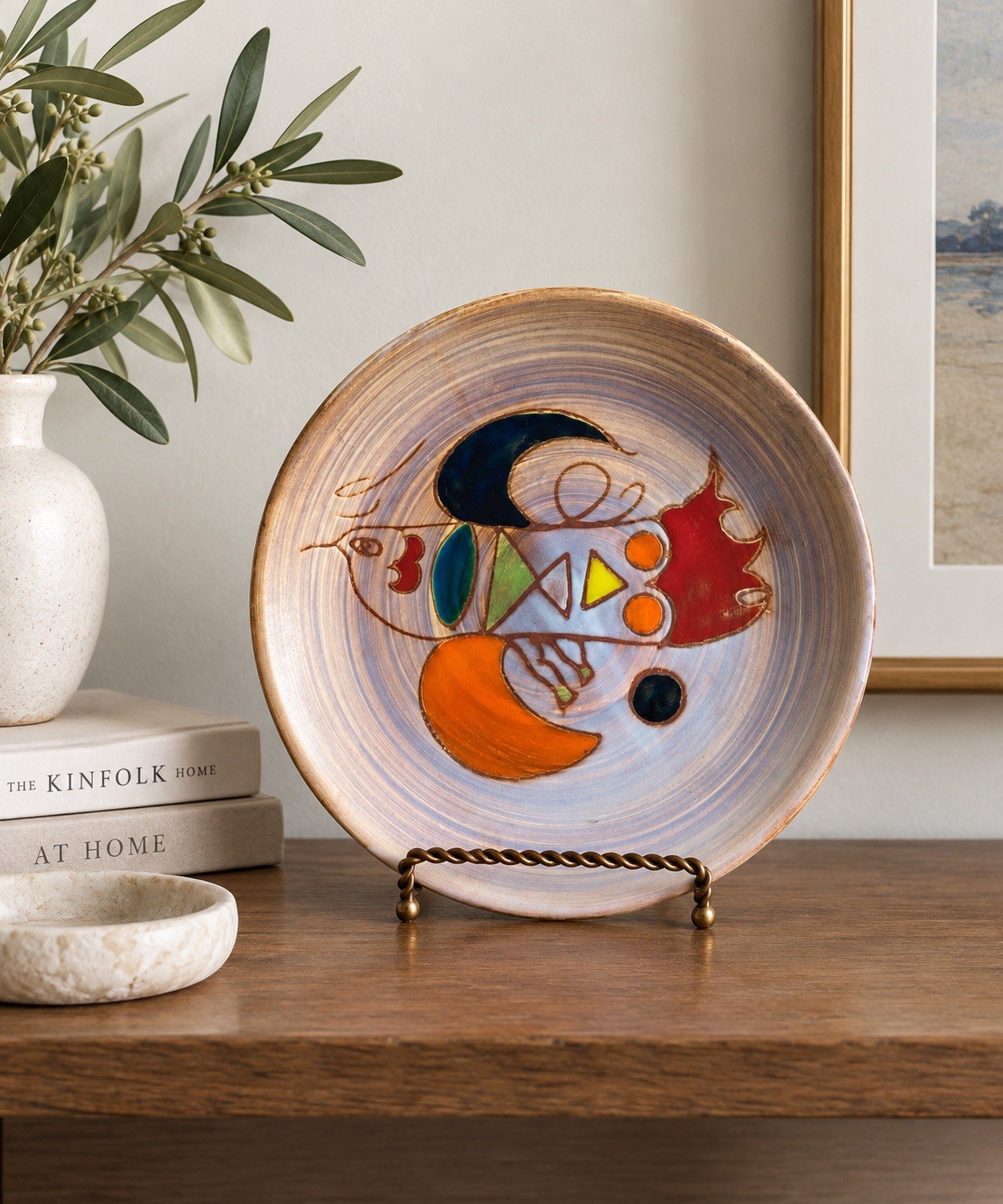 Vintage MC TREINEN  VALLAURIS France Abstract Bird 9” Art Pottery Plate MCM