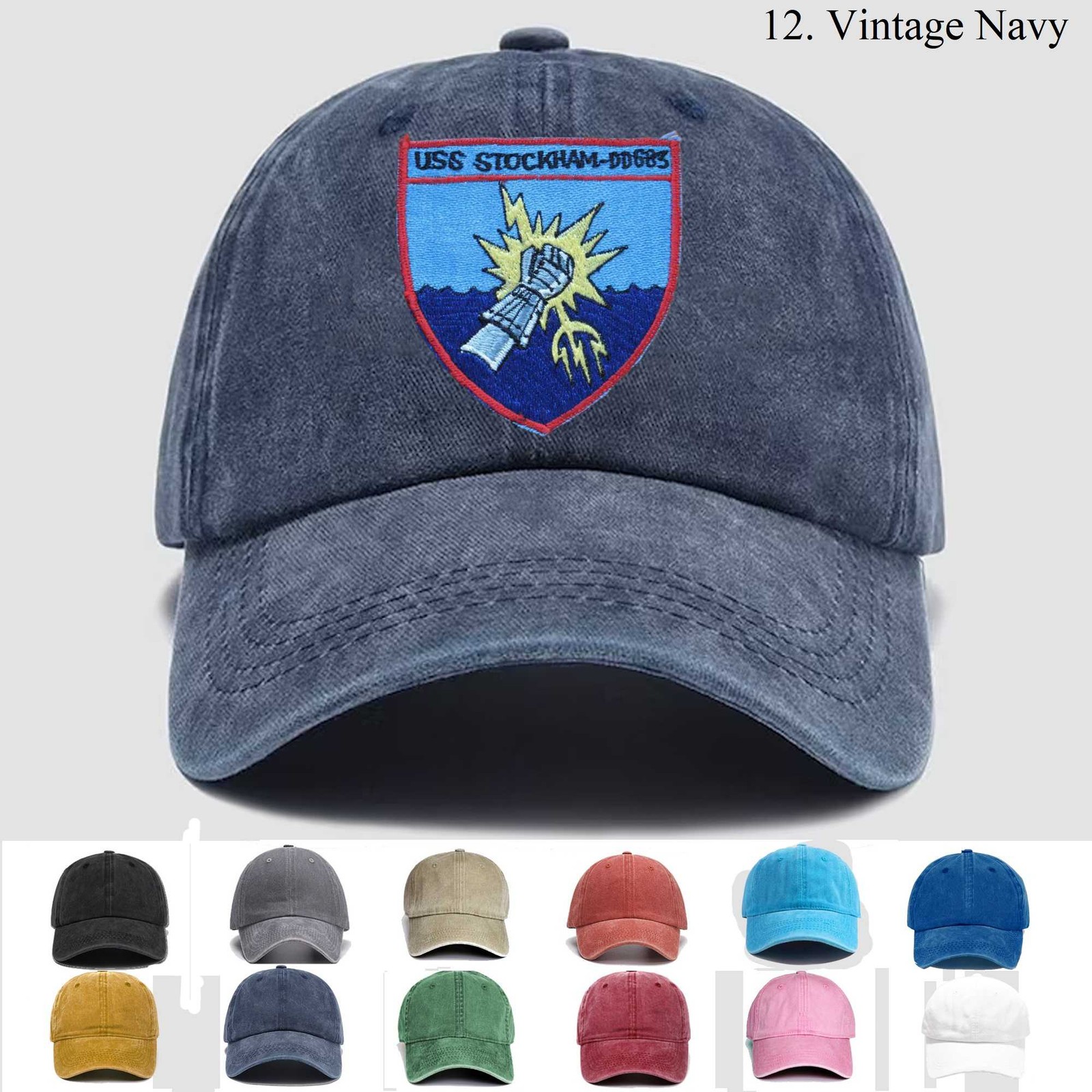 Customized Personalization Embroidered Hat Uss Stockham Dd-683, Trucker Hat