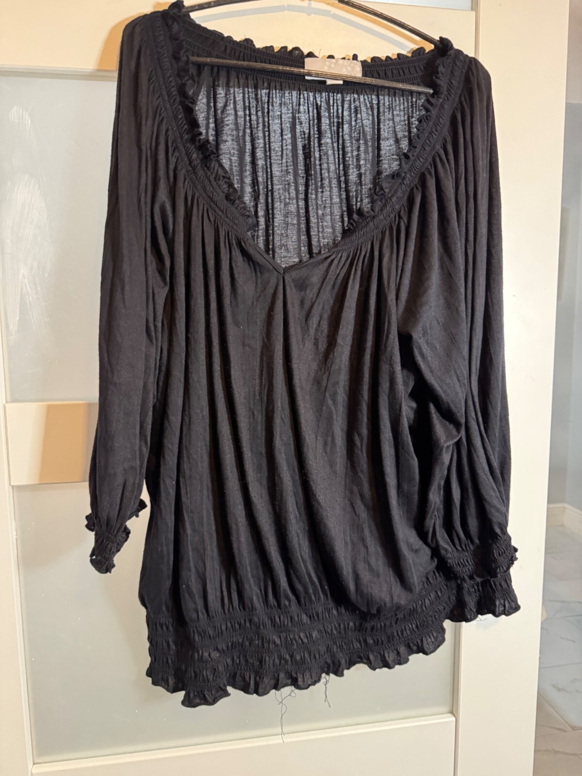 Carolyn Taylor Womens Black Long Sleeve Blouse Size 3X Polyester & Rayon   35-25