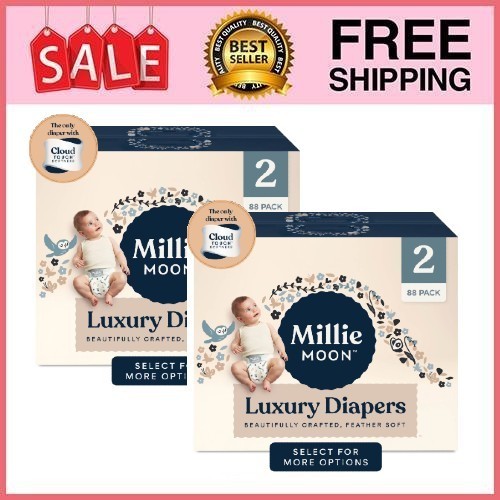 2 Box Millie Moon Luxury Diapers, Size 2, 88 Count/ Box