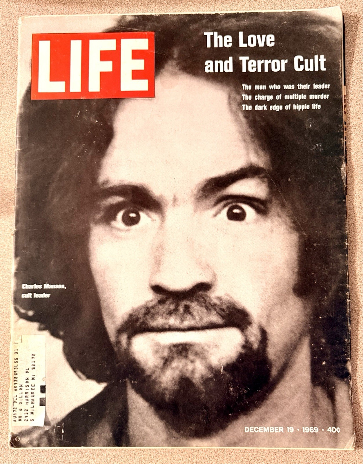 VTG LIFE Magazine (12/19/1969) Charles Manson Love & Terror Cult True Crime EXC