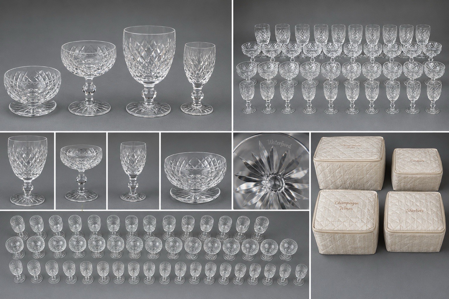 Waterford Donegal Crystal 47 Pc Service for 12 Signed Missing 1 Goblet