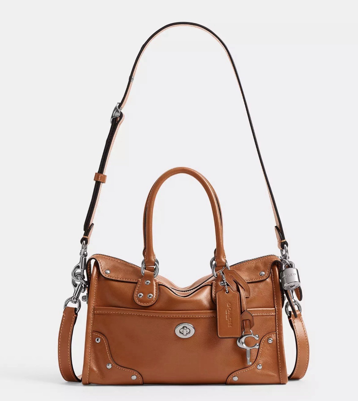 COACH Rider Satchel Bag 24  CFN69 LHYU1 Amber Brown NEW From JAPAN