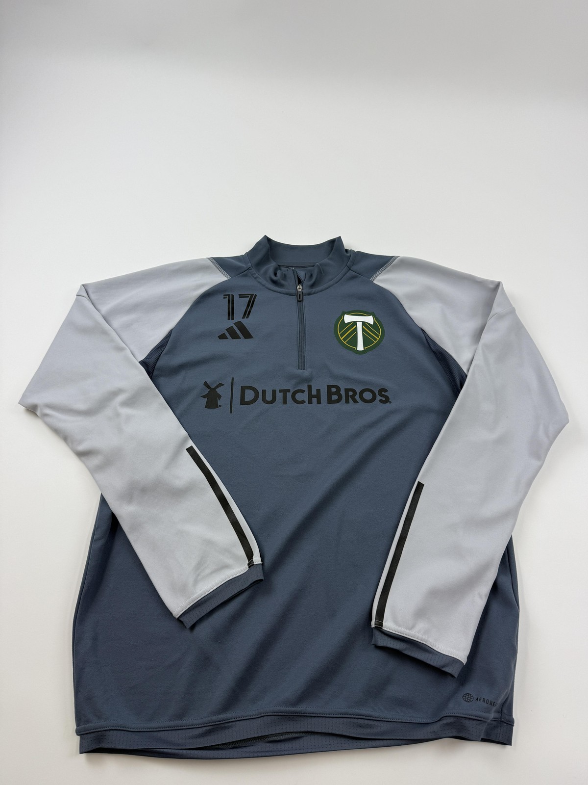 Portland Timbers Pullover Mens Large Gray MLS Soccer Adidas AEROREADY 1/4 Zip