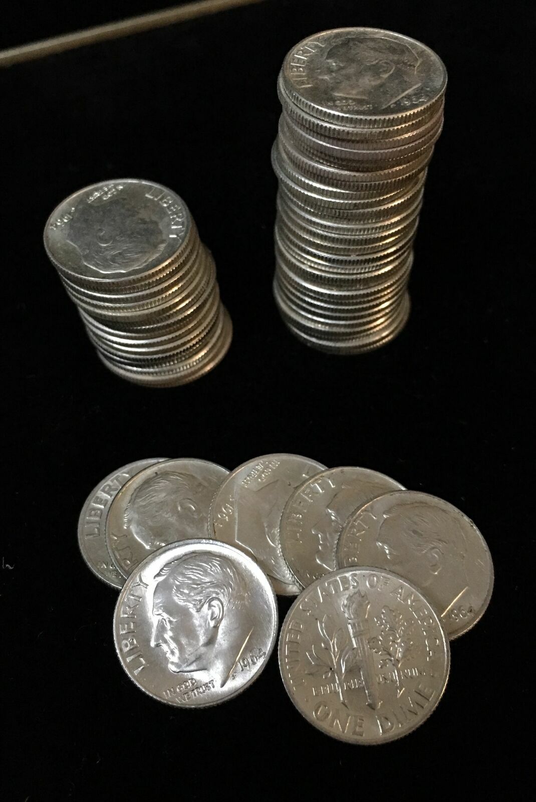 (100) 1958-1964 Unc BU MS Roosevelt Dime 2 Roll Lot $10 Face 90% Silver