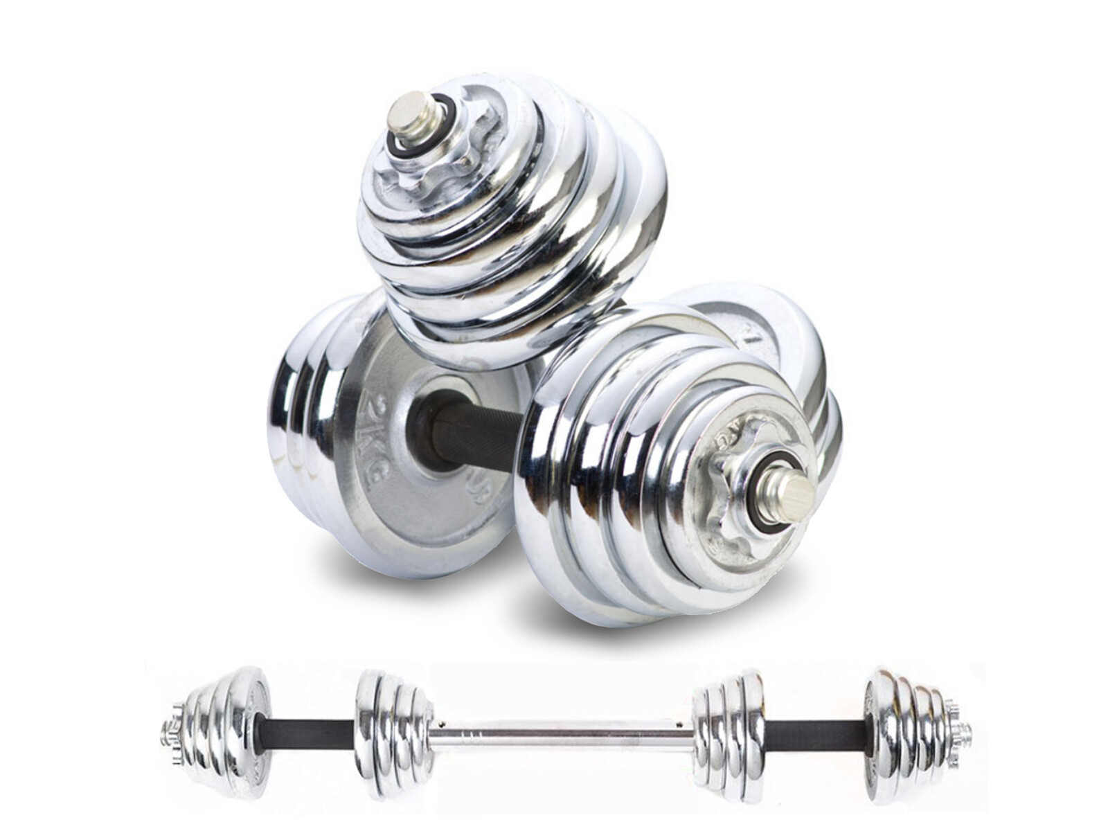 Adjustable Weight To 110lbs Cast Iron Dumbbell Barbell Set Home Gym Work Out 
