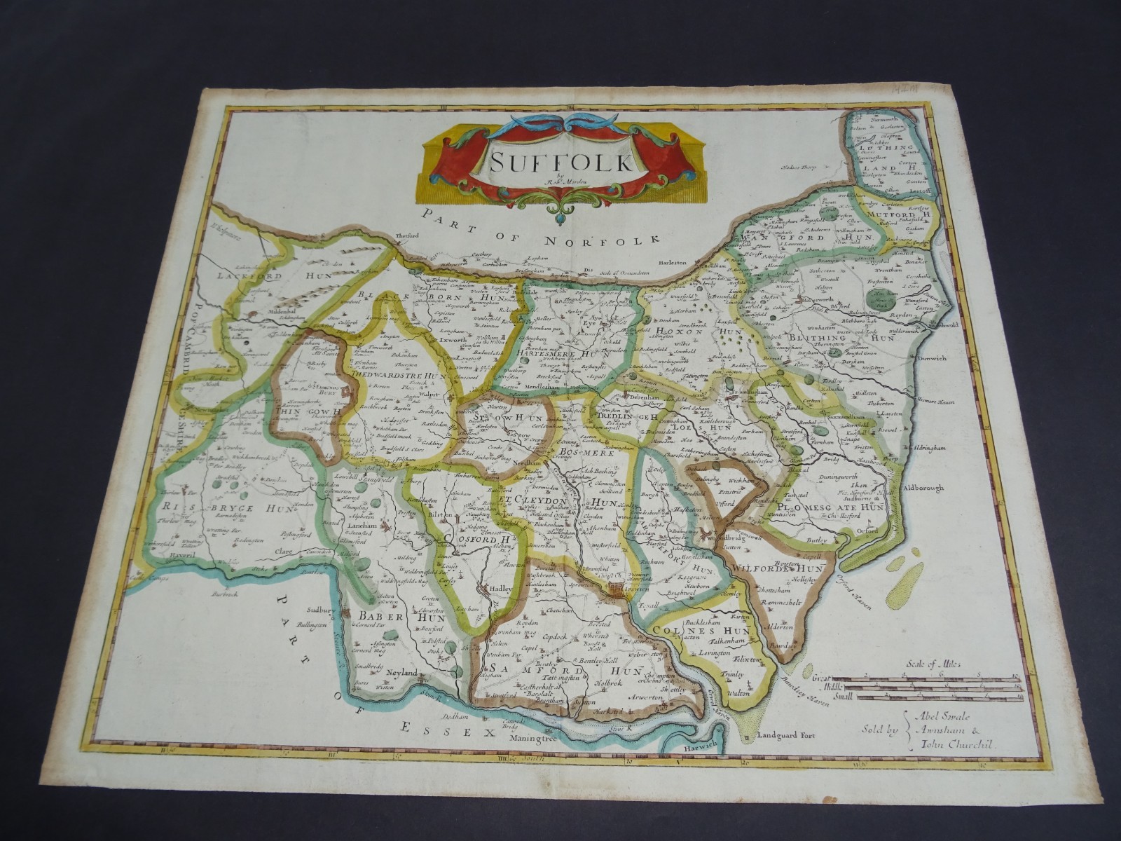 Antique map of Suffolk by Robert Morden 1722
