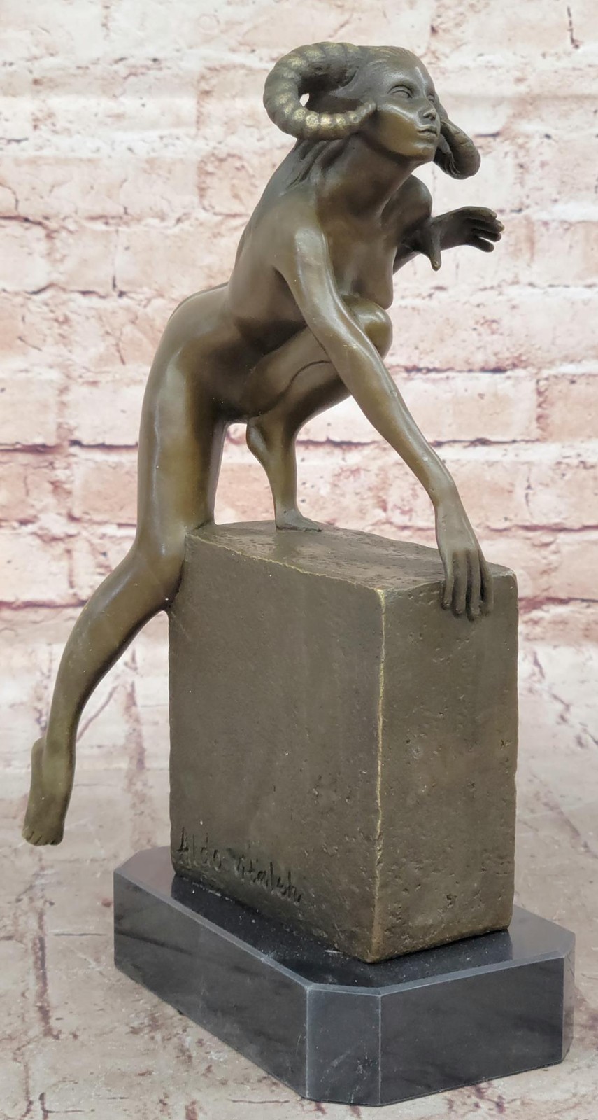 Original Aldo Vitaleh succubus Female Devil Nude Horn Bronze Sculpture Statue