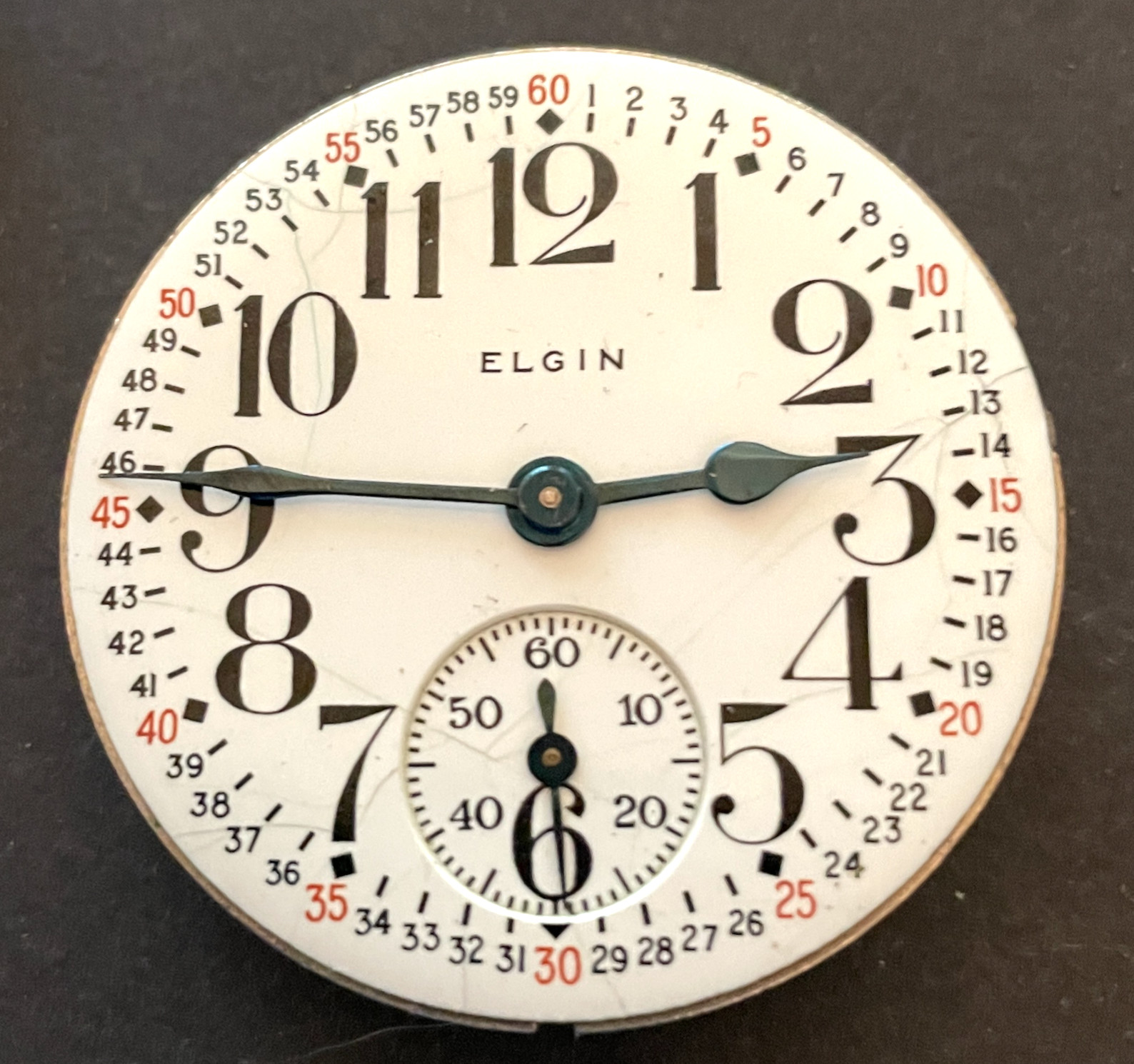Antique 1941 Elgin Grade 387 Pocket Watch Movement Running Ticks 16s 17j USA