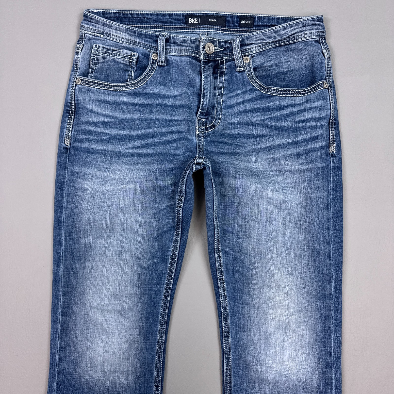 BKE Jeans Mens 30x30 Blue Derek Buckle Denim Pants Faded Stretch Dark Straight BKE Jeans Mens 30x30 Blue Derek Buckle Denim Pants Faded Stretch Dark Straight