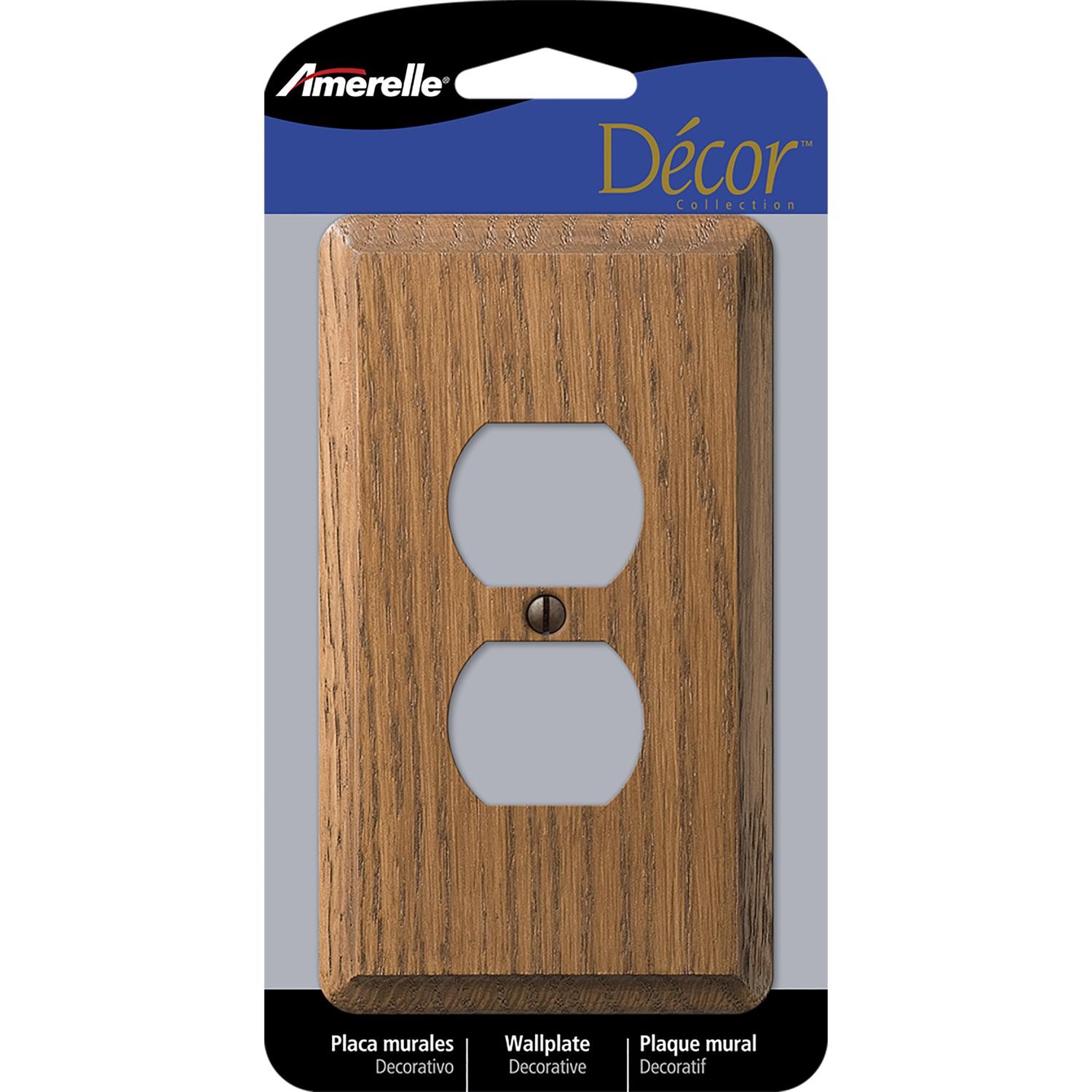 Amerelle 901D Contemporary Medium Oak Wood for 1-Duplex Outlet Wallplate