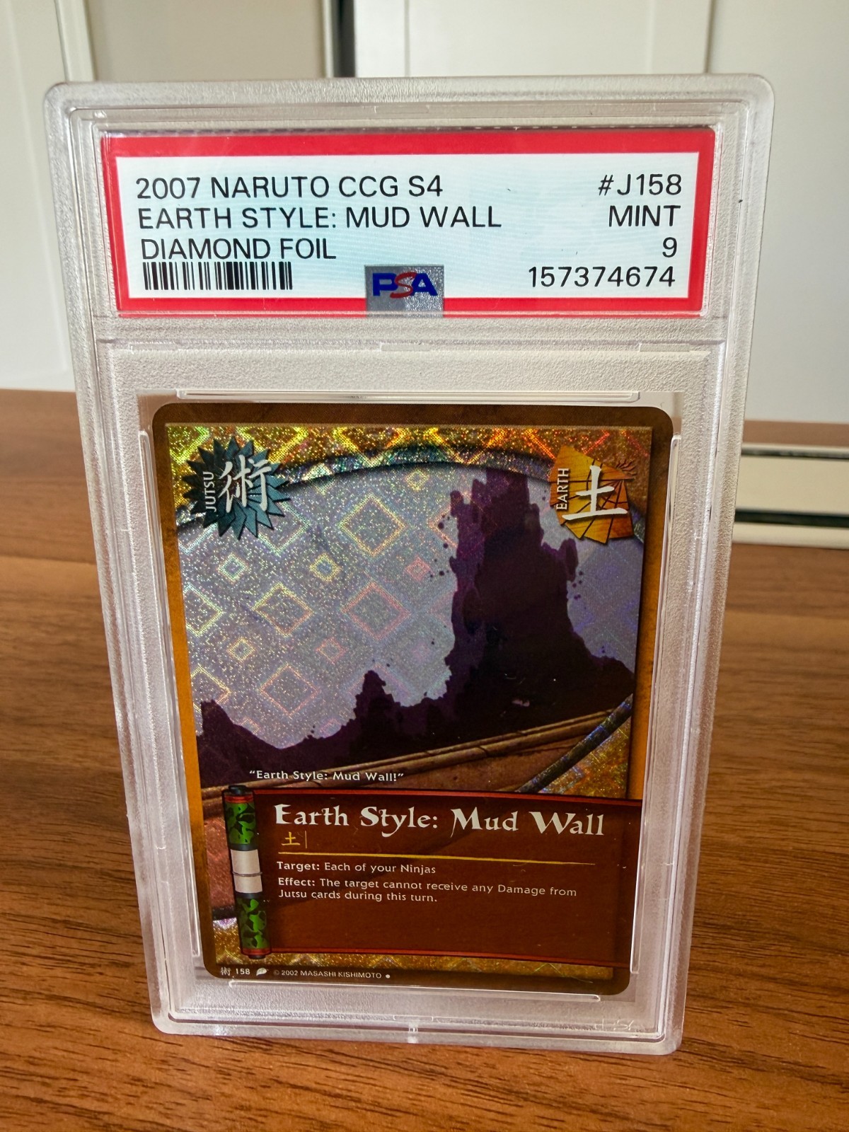 2007 Naruto CCG S4 Earth Style Mud Wall Diamond Foil #J158 PSA 9 MINT POP 1