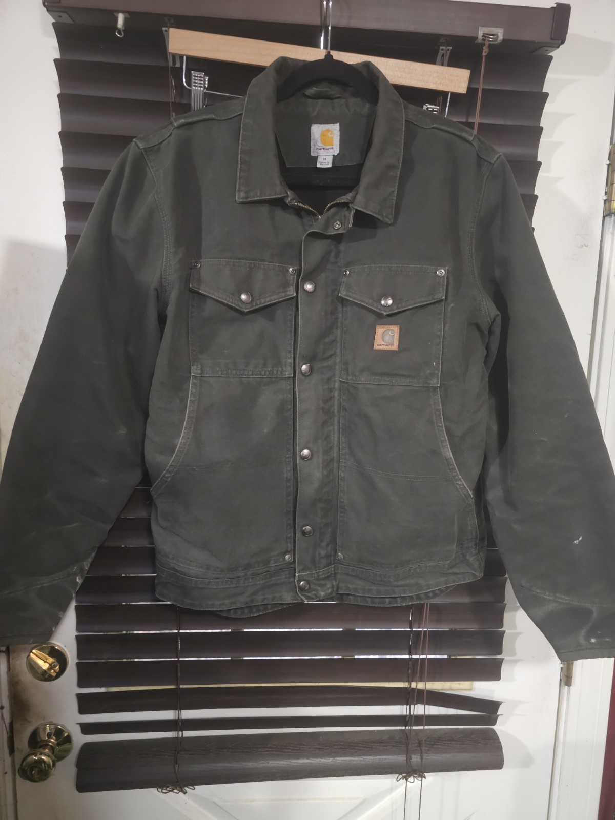 Vintage Carhartt Berwick Jacket Fleece Lined Moss Green Mens Medium 101230 316