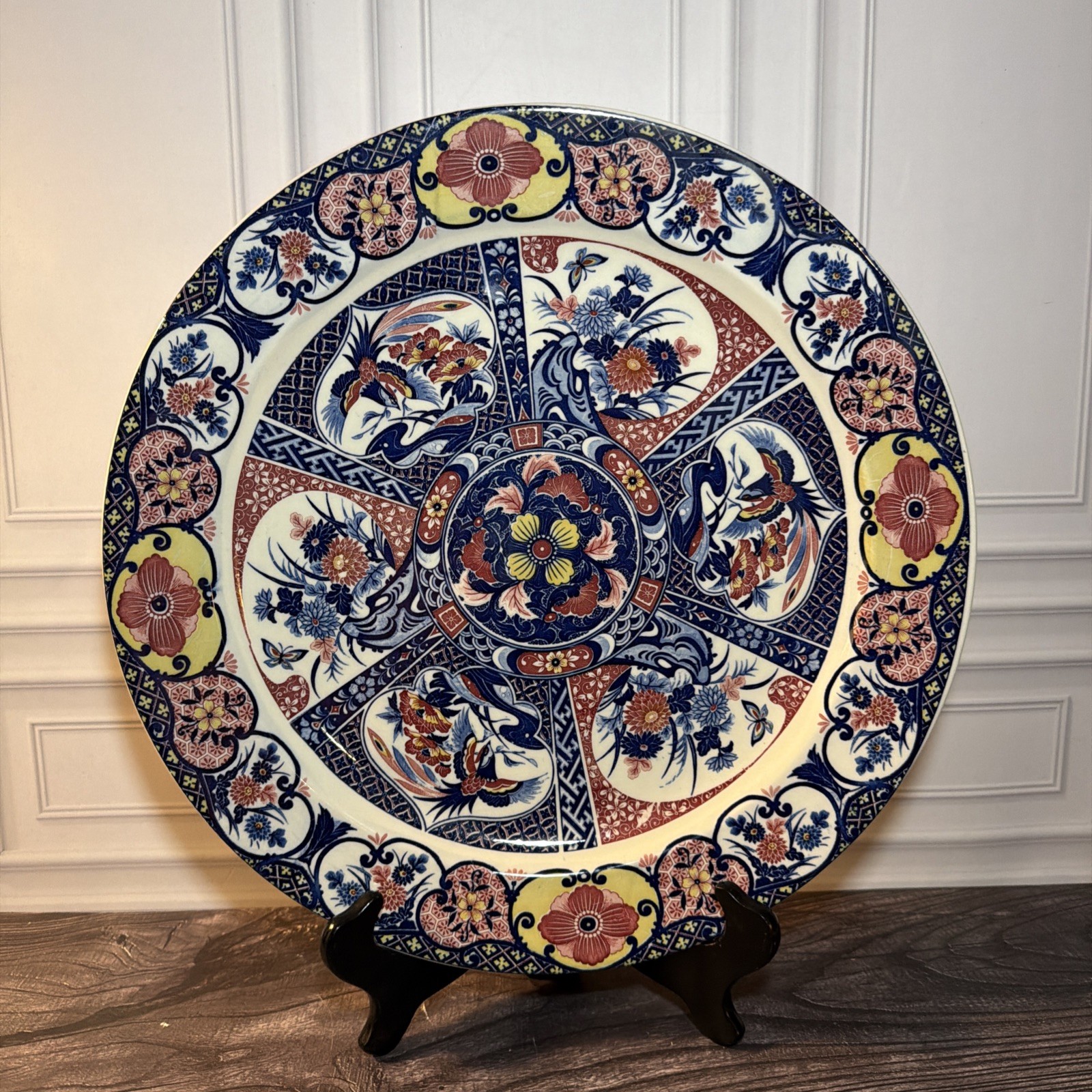 Japanese Imari Porcelain Charger Plate 14” Large Vintage Hand Painted Platter Japanese Imari Porcelain Charger Plate 14” Large Vintage Hand Painted Platter