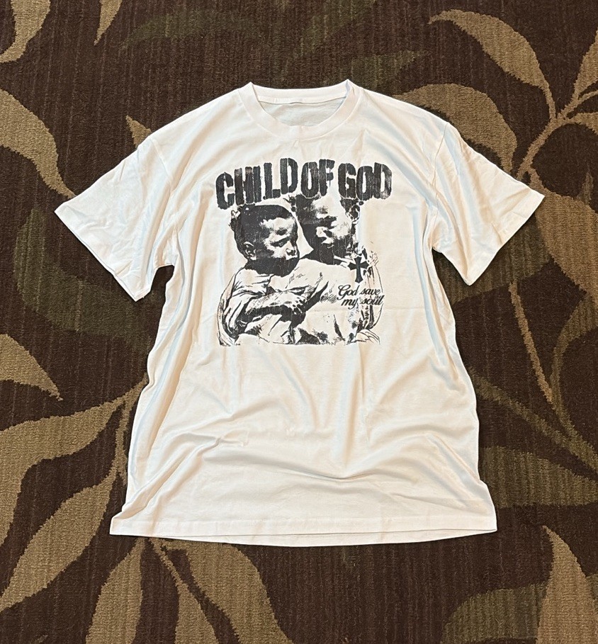 Men\'s White Child of God Graphic Crew Neck T-Shirt Size L Men\'s White Child of God Graphic Crew Neck T-Shirt Size L