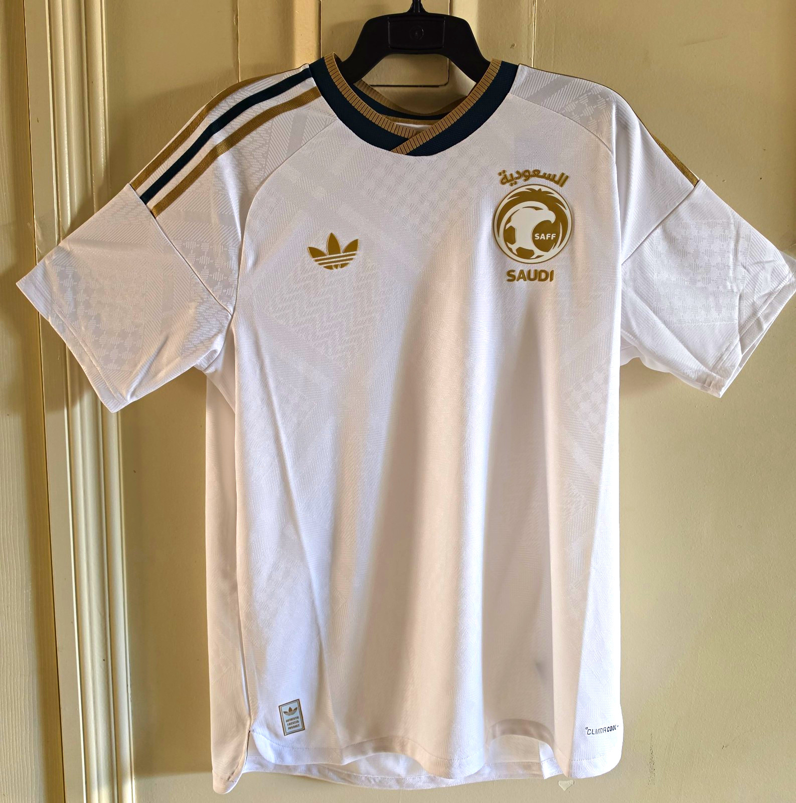 adidas Saudi Arabia 26 Away Authentic Soccer Jersey  White Gold Black Size L