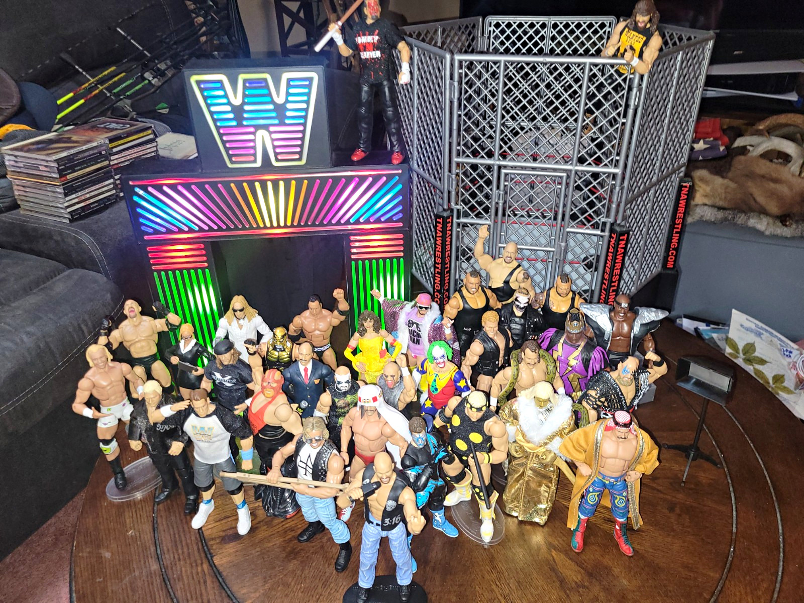 Huge WWE WWF WCW TNA ECW AEW Mattel Wrestling Figure Lot Steel Jakks TNA Ring