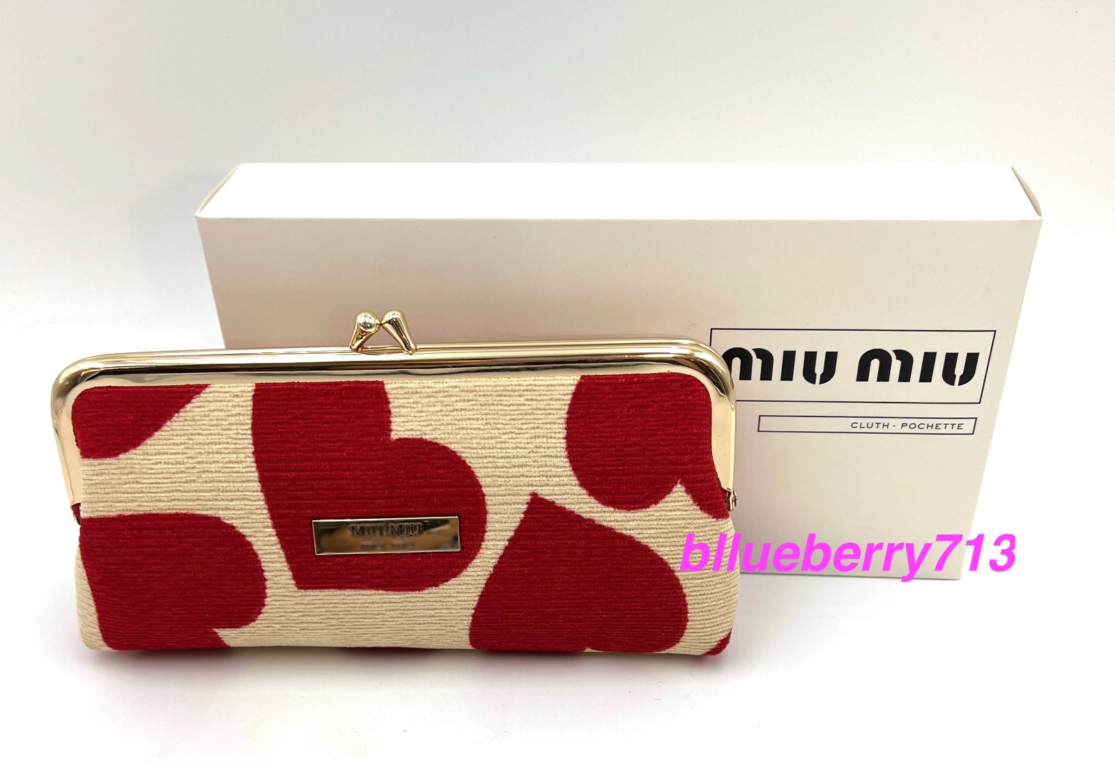New in Box Miu Miu Makeup Bag Pouch  with Heart Print