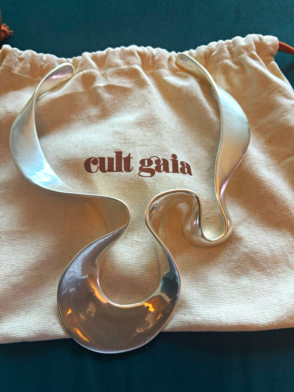 Cult Gaia Rue Signed Silver Tone Statement Collar Necklace w/ Dust Bag Cult Gaia Rue Signed Silver Tone Statement Collar Necklace w/ Dust Bag