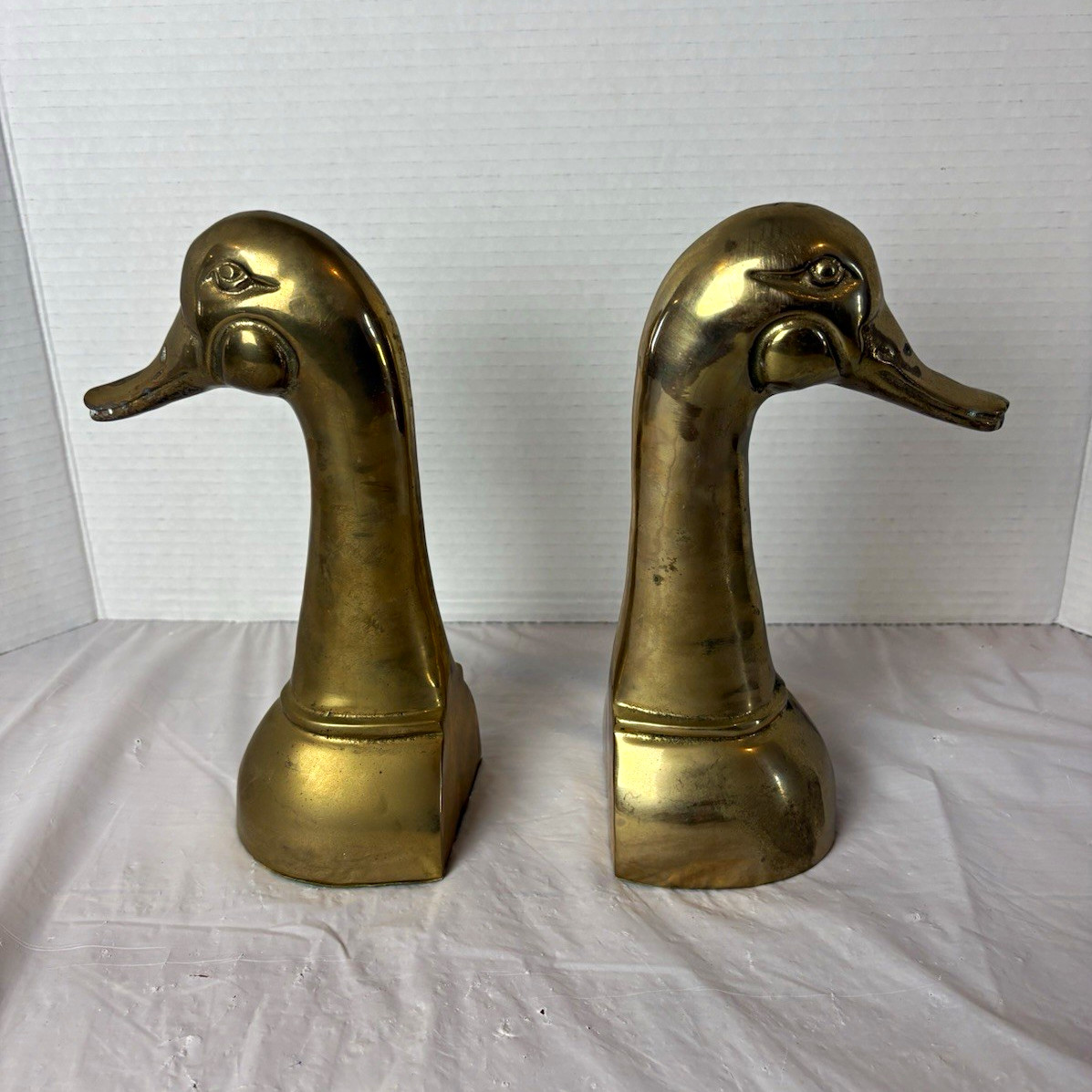 Vintage MCM Solid Brass Mallard Duck Head Bookends – 9 Vintage MCM Solid Brass Mallard Duck Head Bookends – 9
