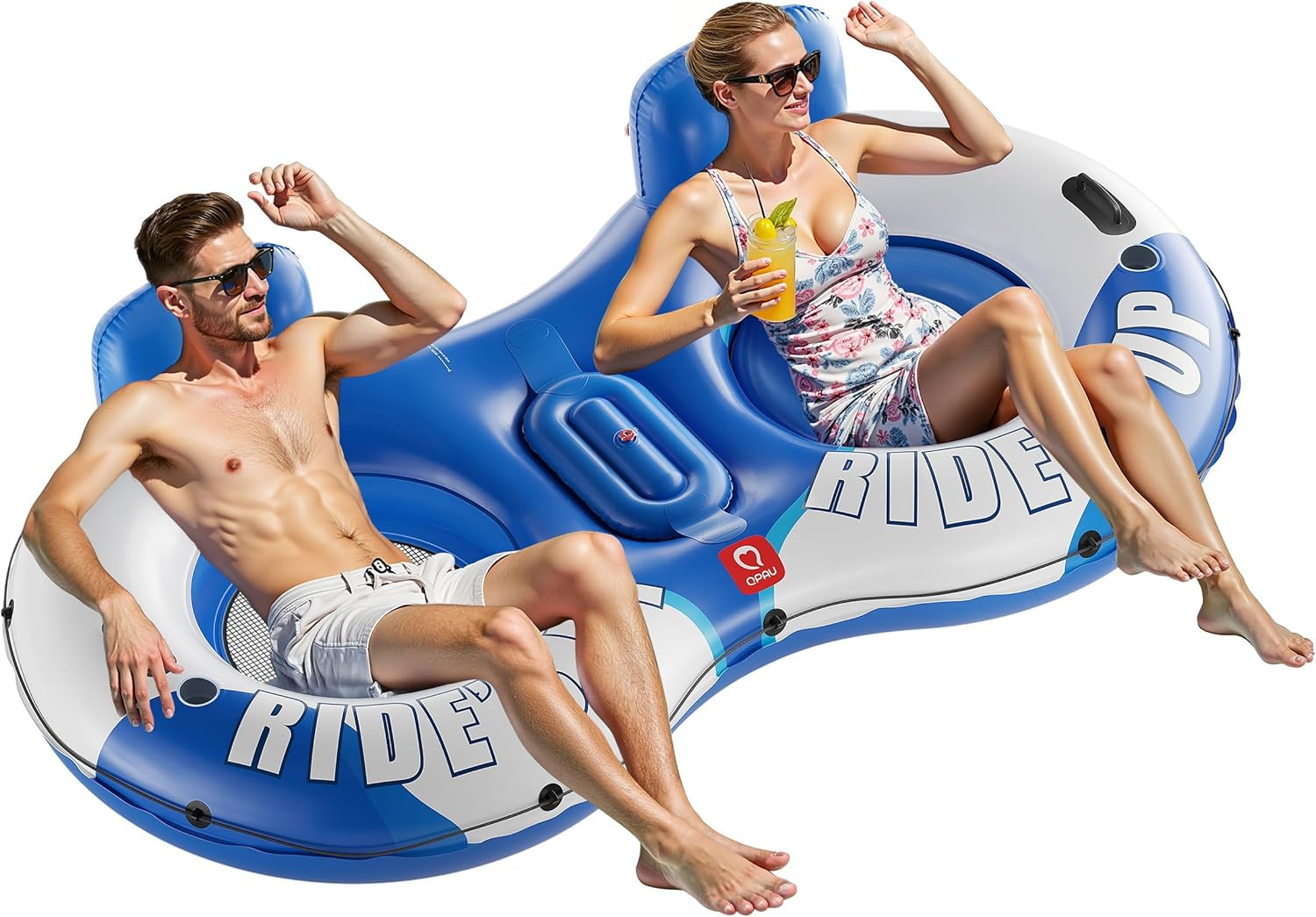 Inflatable Double River Tube, 2 Person 660Lb Capacity, Puncture-Resistant 93\ Inflatable Double River Tube, 2 Person 660Lb Capacity, Puncture-Resistant 93\