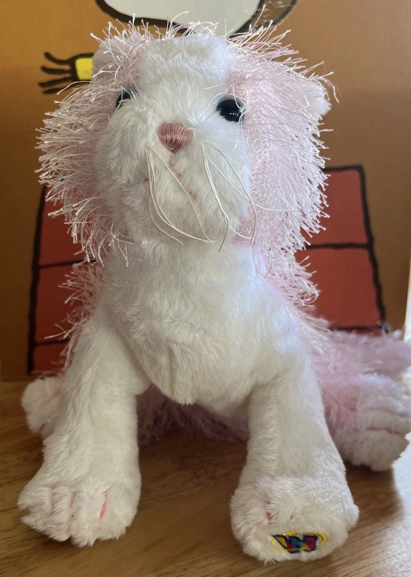 Ganz Webkinz Pink and White Cat HM189 Plush Stuffed Animal NO CODE 8”