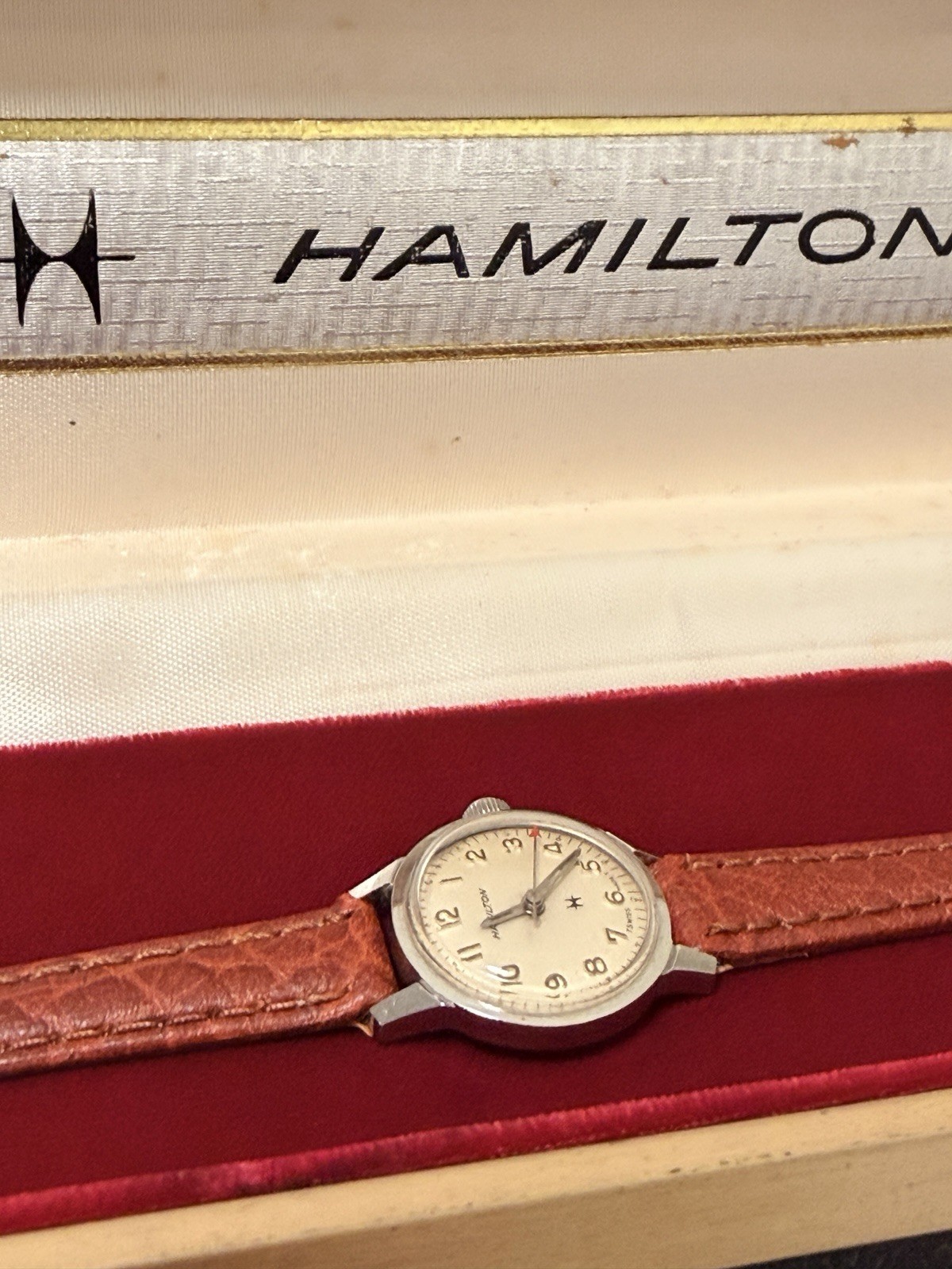 Vintage Hamilton Swiss Made Watch Arabic Dial Red Seconds Hand w/ Box