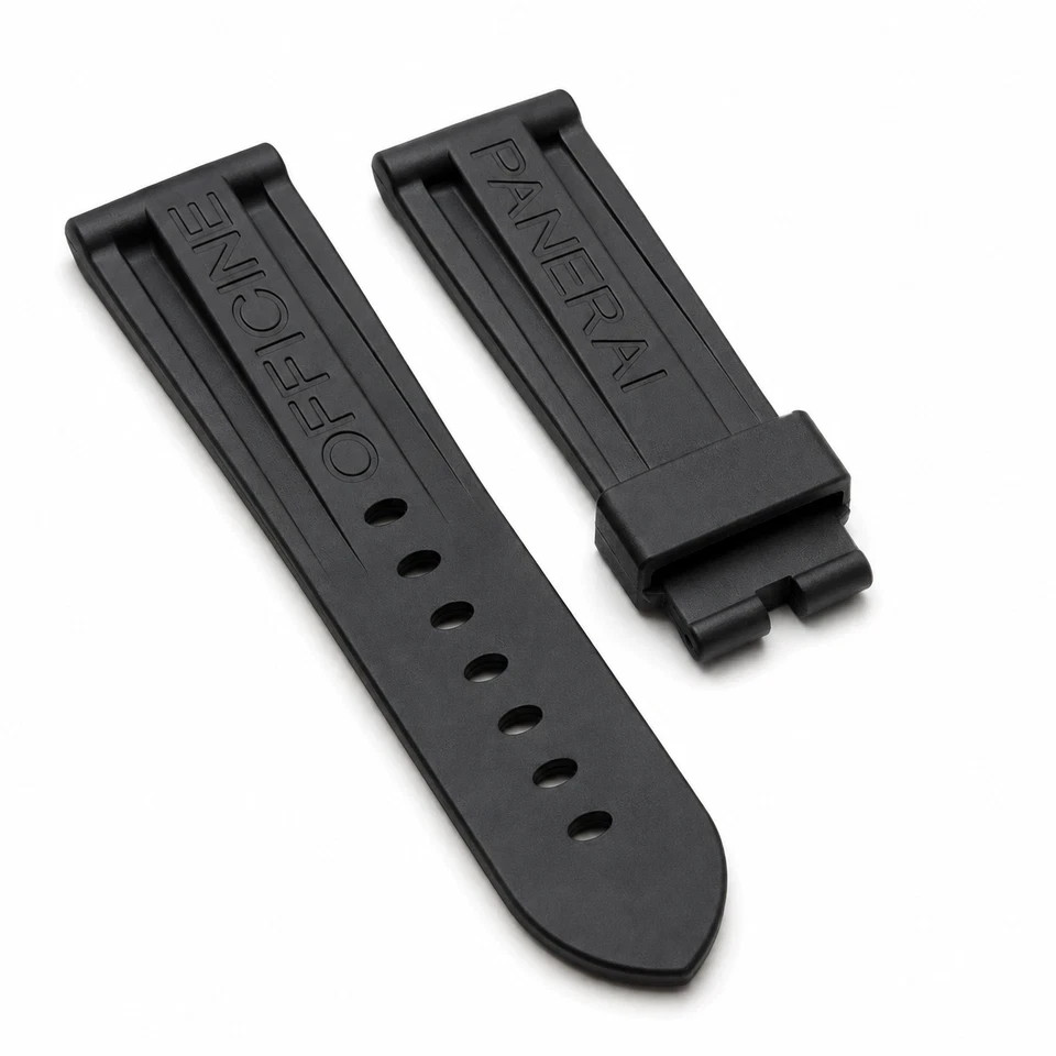 New Panerai OEM Strap MX0011QQ - 24mm Black Caoutchouc Dive Band